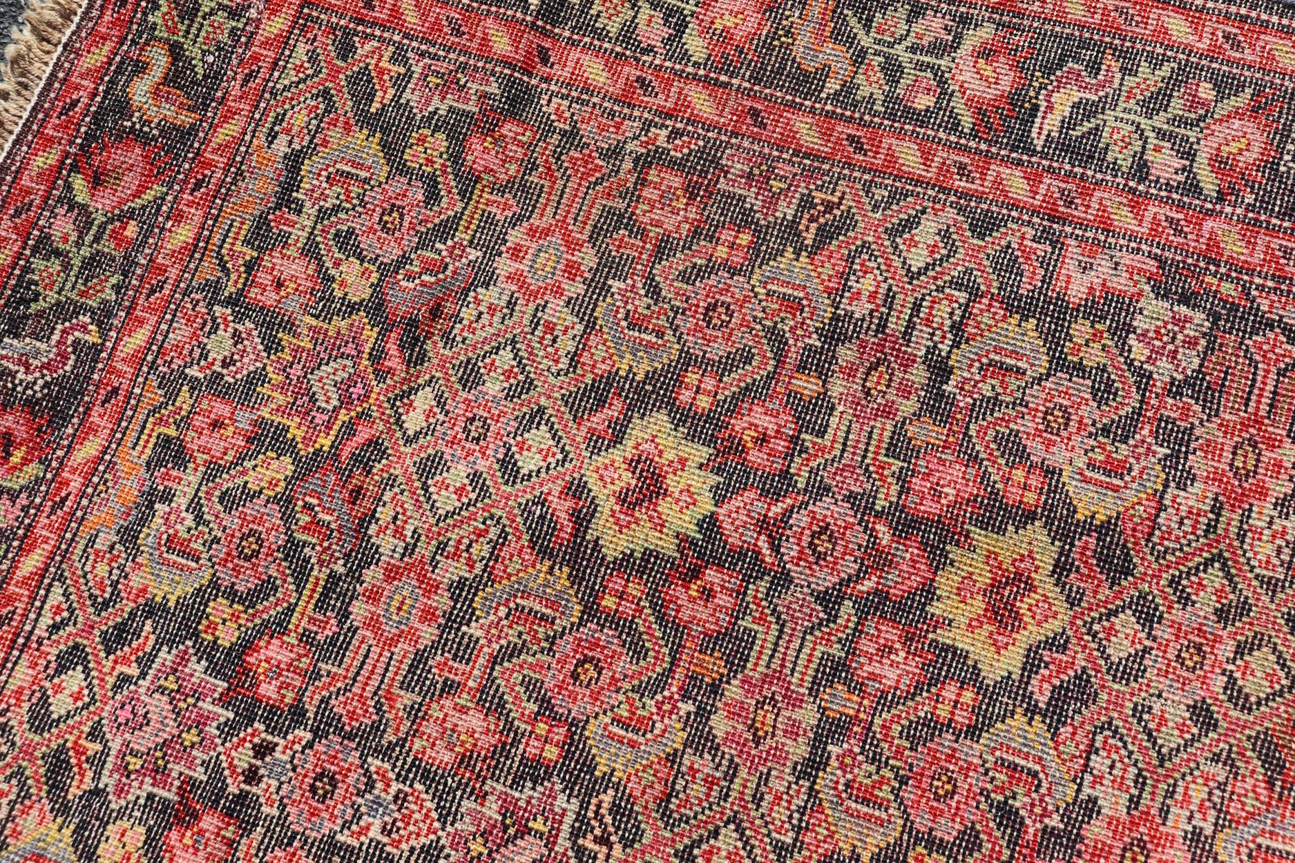 Colorful Jewel-Toned Antique Caucasian Karabagh Runner with All-Over Design For Sale 2