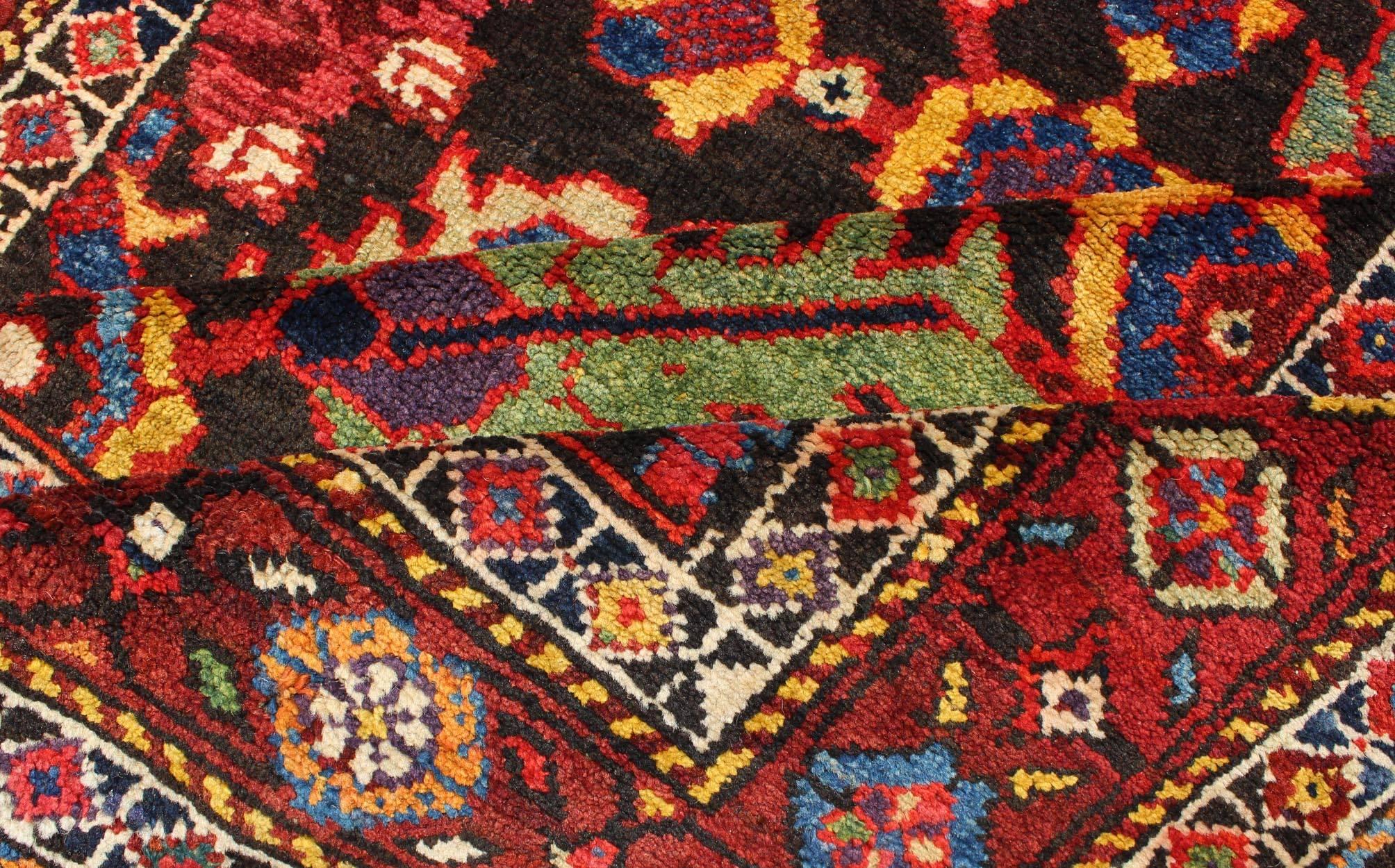 Early 20th Century Colorful Jewel-Toned Antique Caucasian Karabagh Runner with Tribal Design For Sale