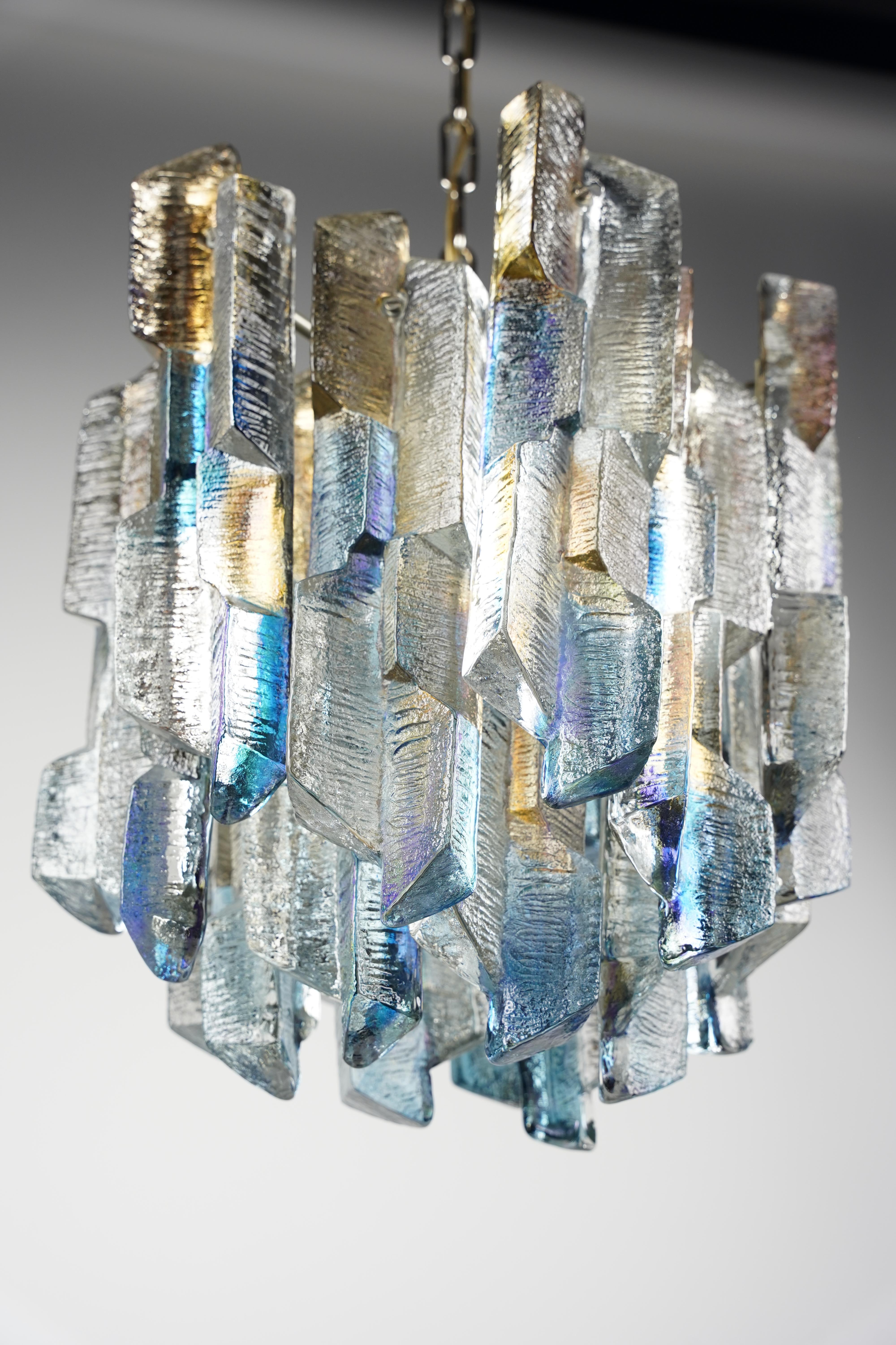 Mid-Century Modern Colorful Kalmar Glass Chandelier, Austria, 1970 For Sale