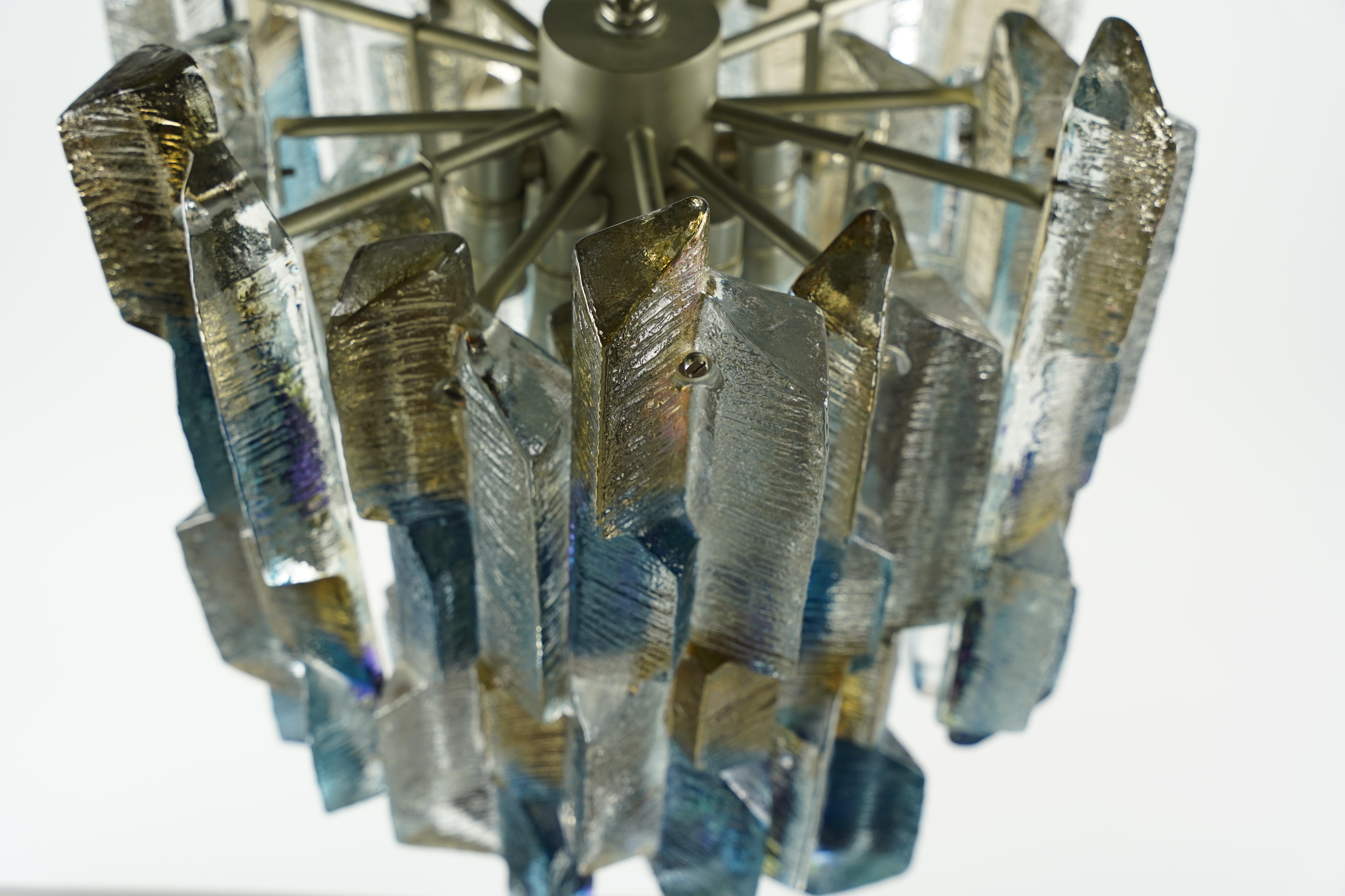 Cast Colorful Kalmar Glass Chandelier, Austria, 1970 For Sale