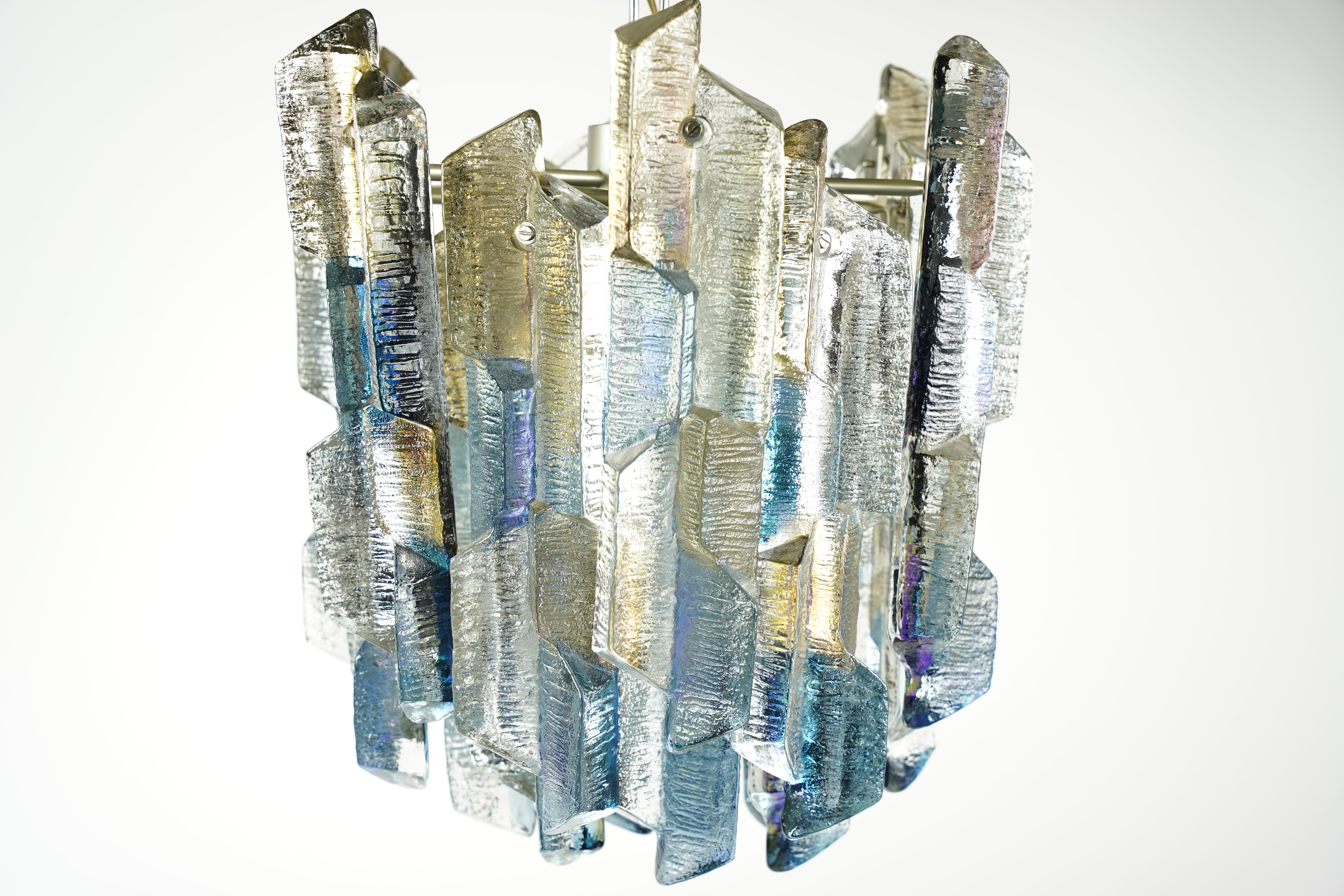 20th Century Colorful Kalmar Glass Chandelier, Austria, 1970 For Sale
