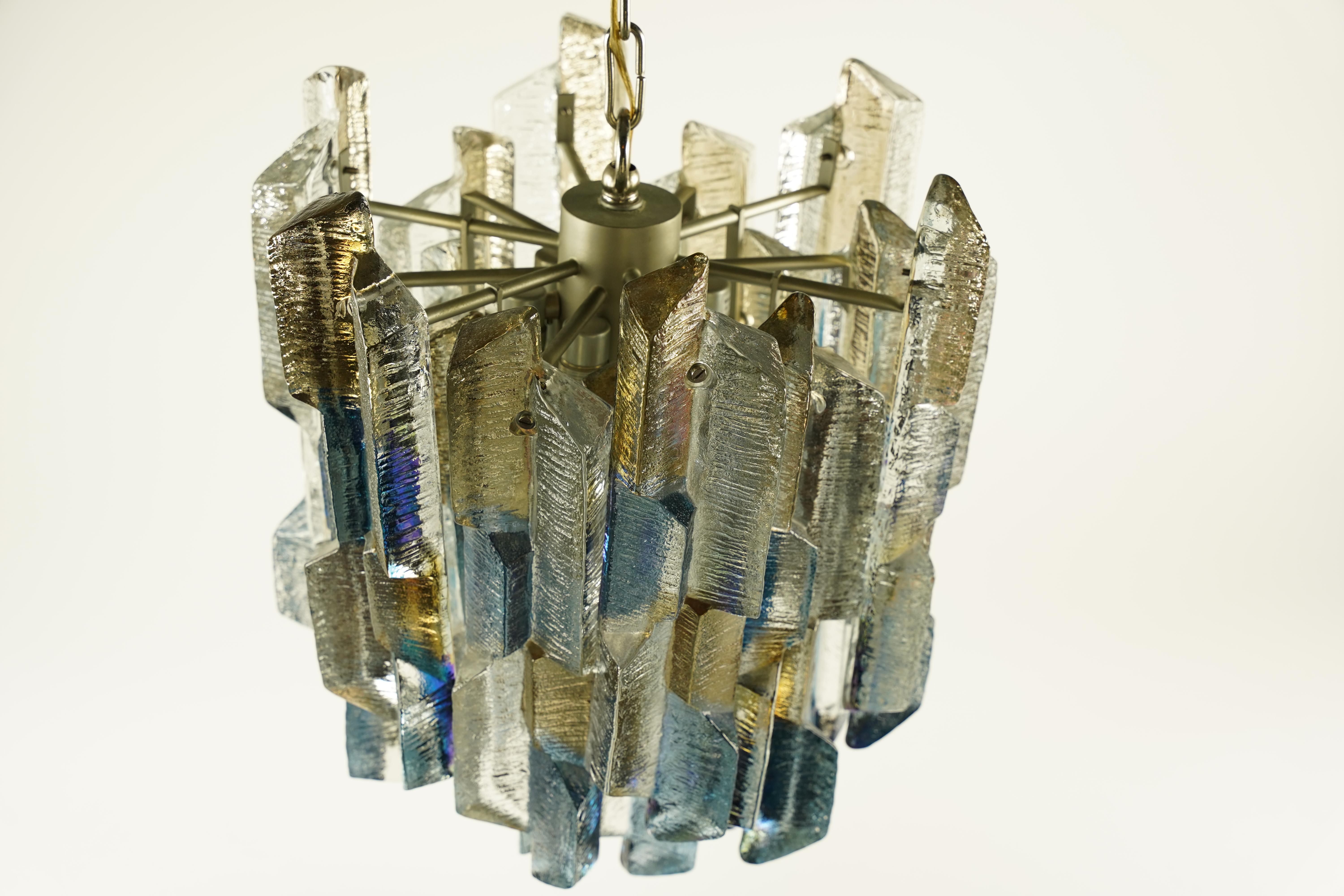 Metal Colorful Kalmar Glass Chandelier, Austria, 1970 For Sale