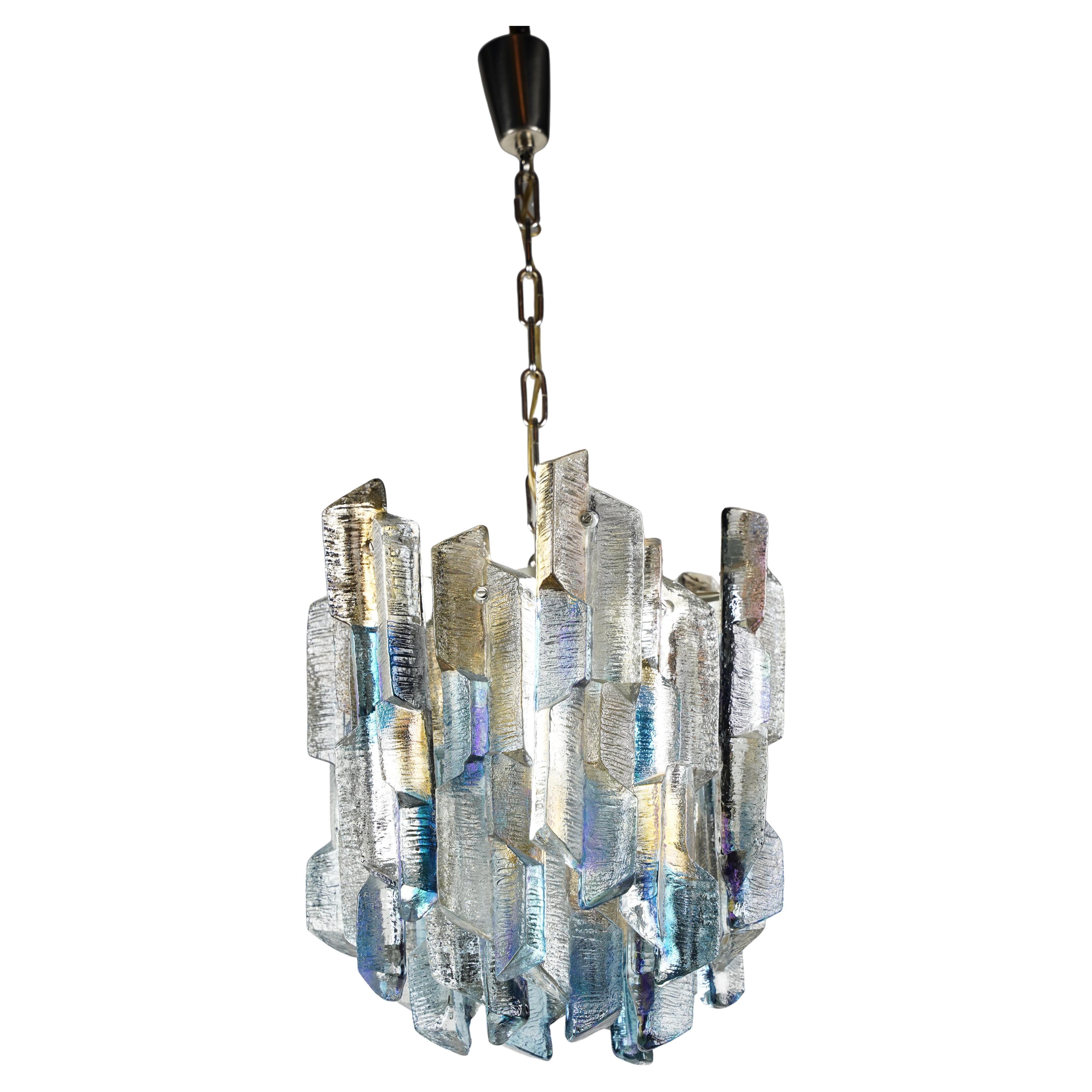 Colorful Kalmar Glass Chandelier, Austria, 1970