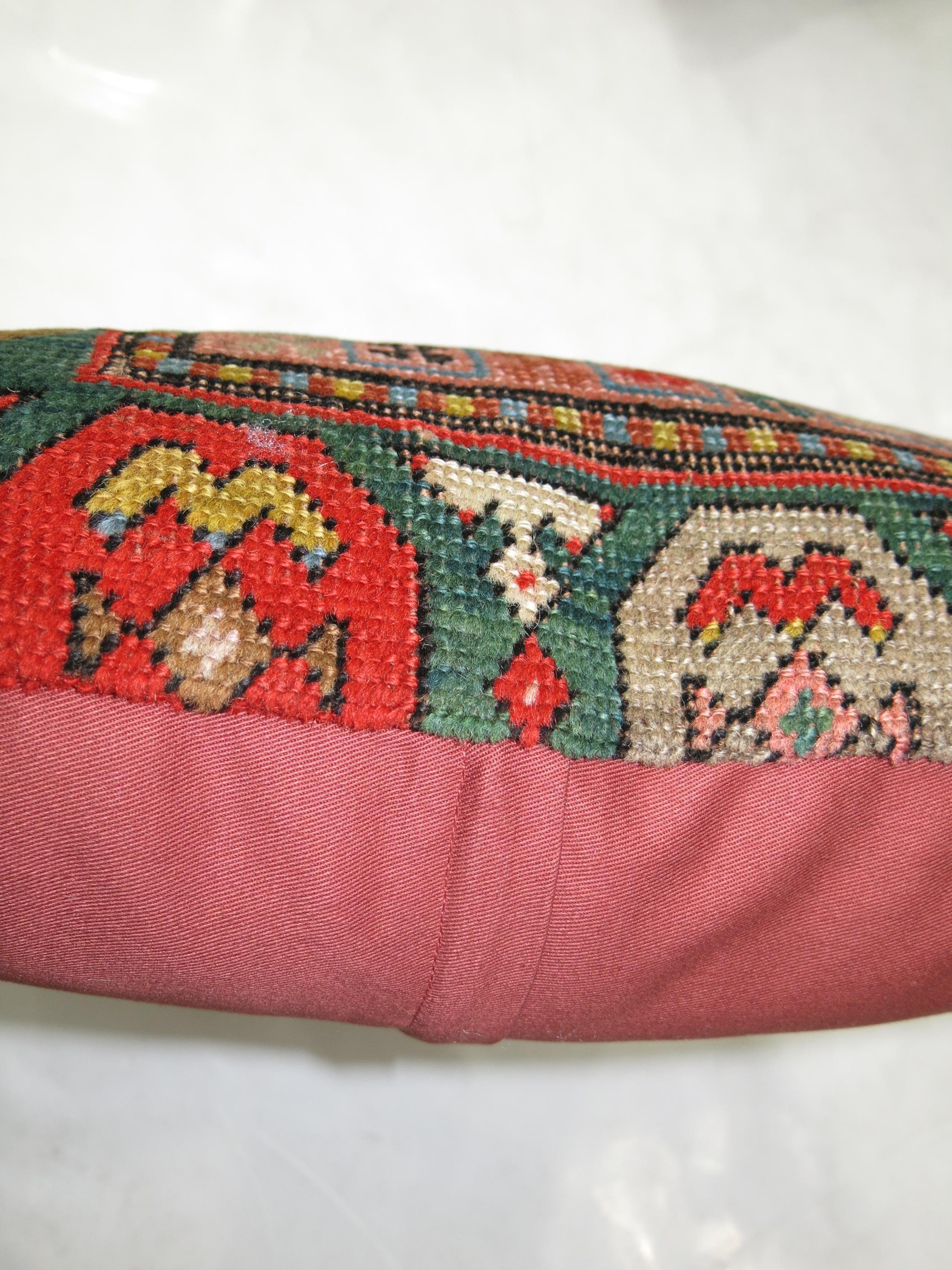 Spanish Colonial Colorful Antique Karabagh Rug Pillow For Sale