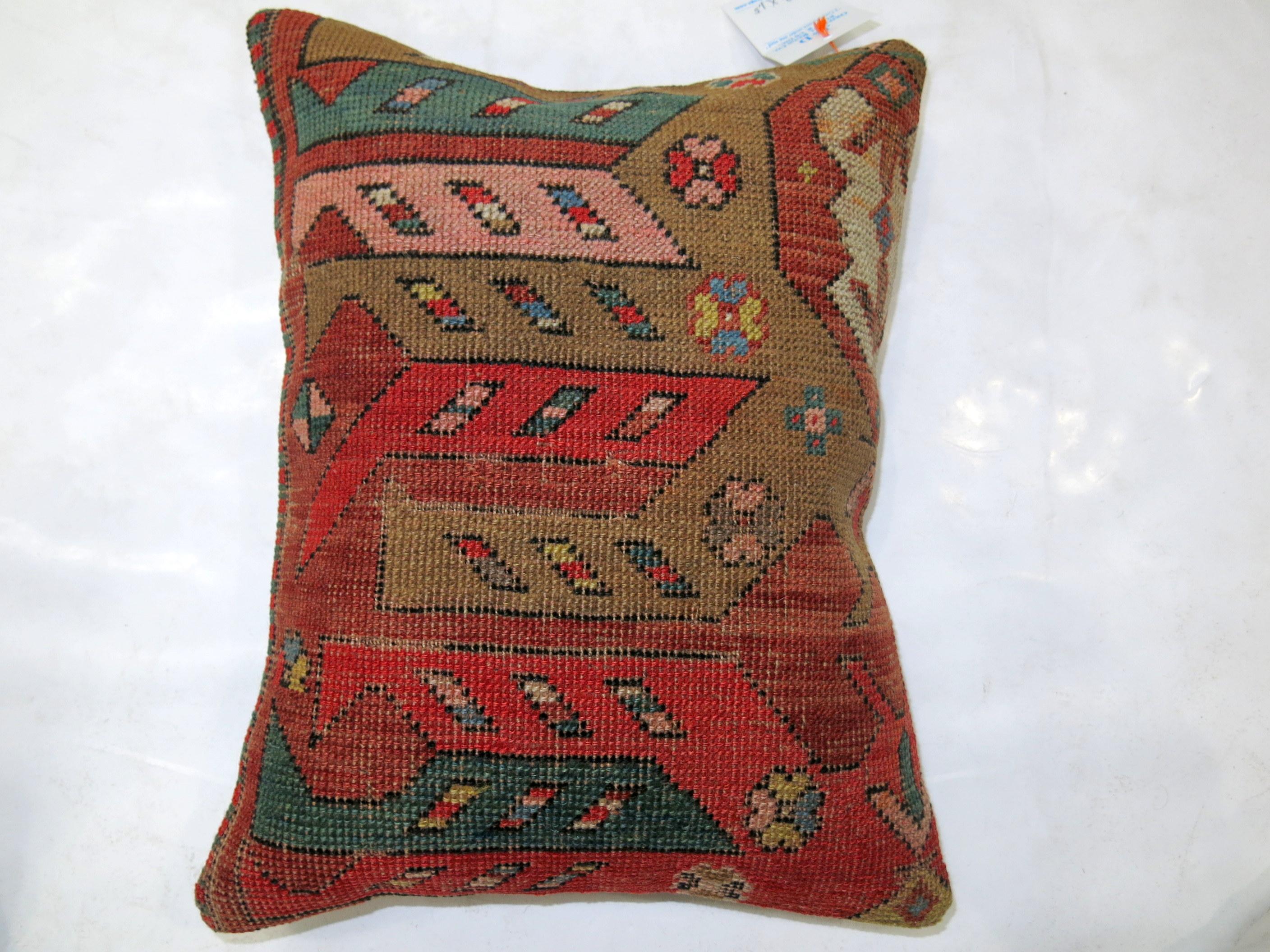 20th Century Colorful Antique Karabagh Rug Pillow For Sale