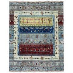 Colorful Kashkuli Gabbeh Pictorial Pure Wool Hand Knotted Oriental Rug