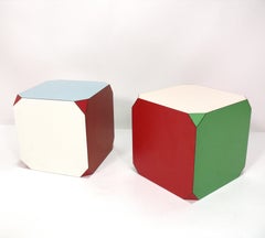 Colorful Laminate Cube End Tables Mid Century Modern Nightstands