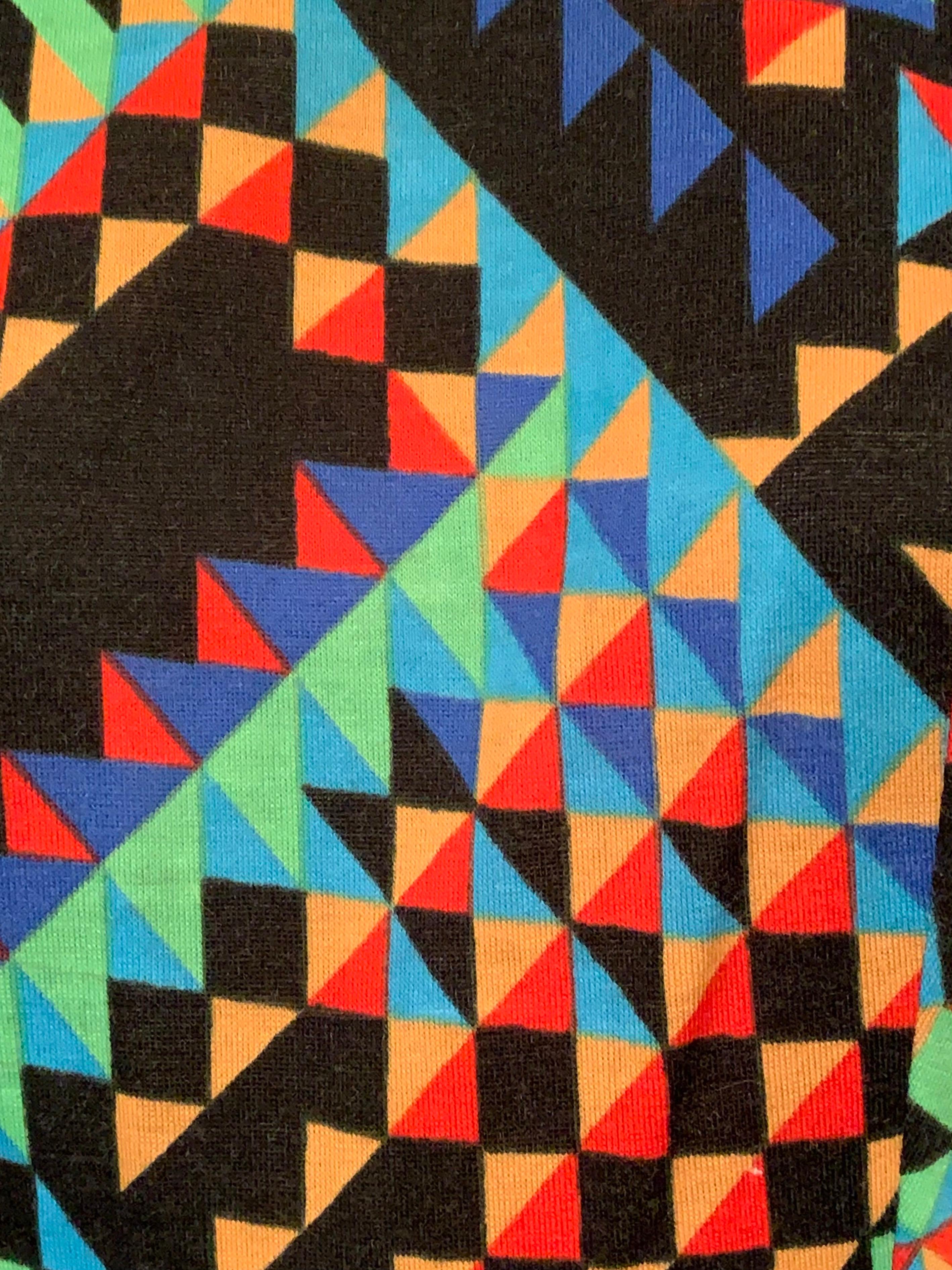 Noir Robe colorée Op Art de la fin des années 1960 en vente