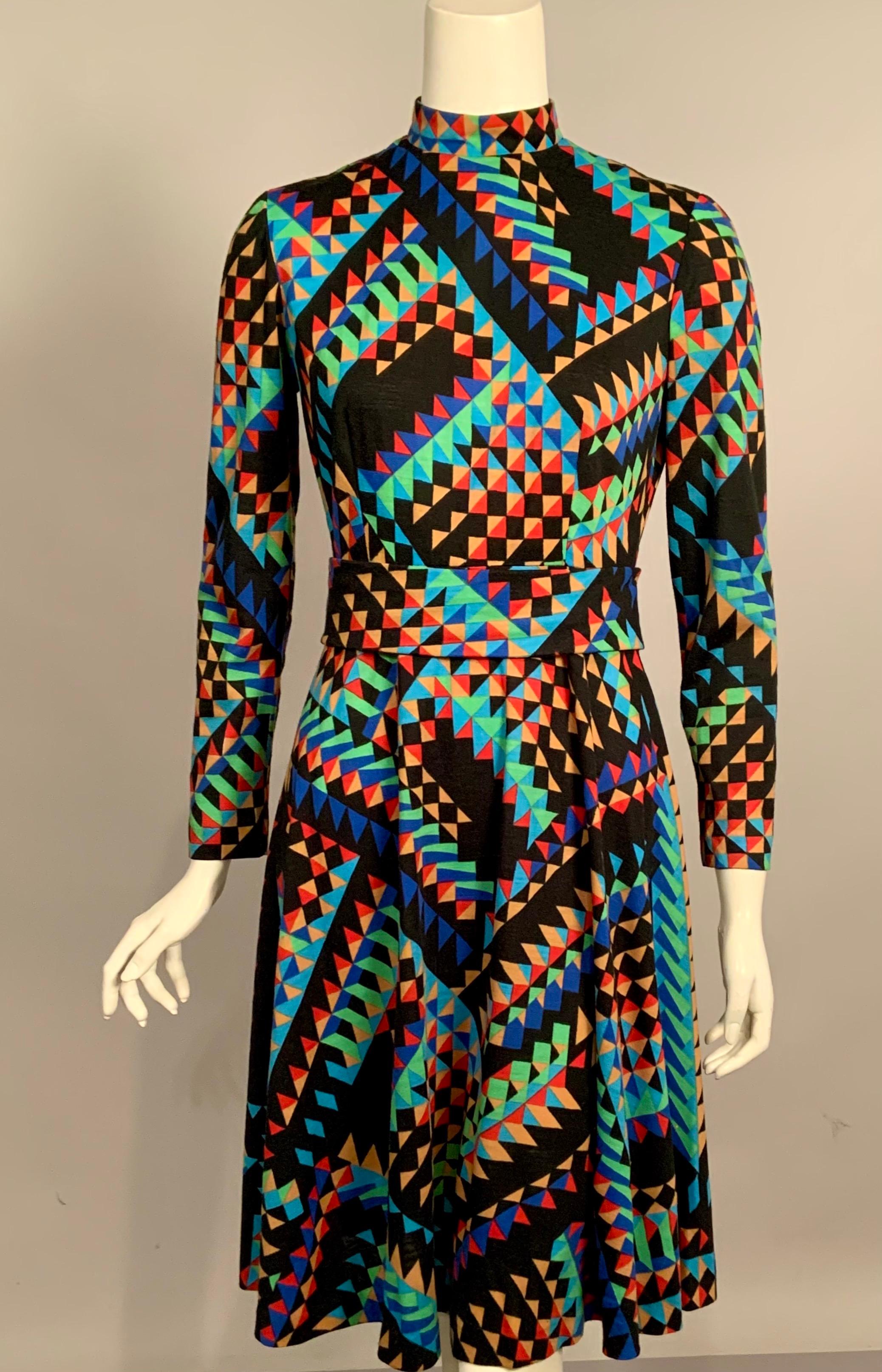 Robe colorée Op Art de la fin des années 1960 Excellent état - En vente à New Hope, PA