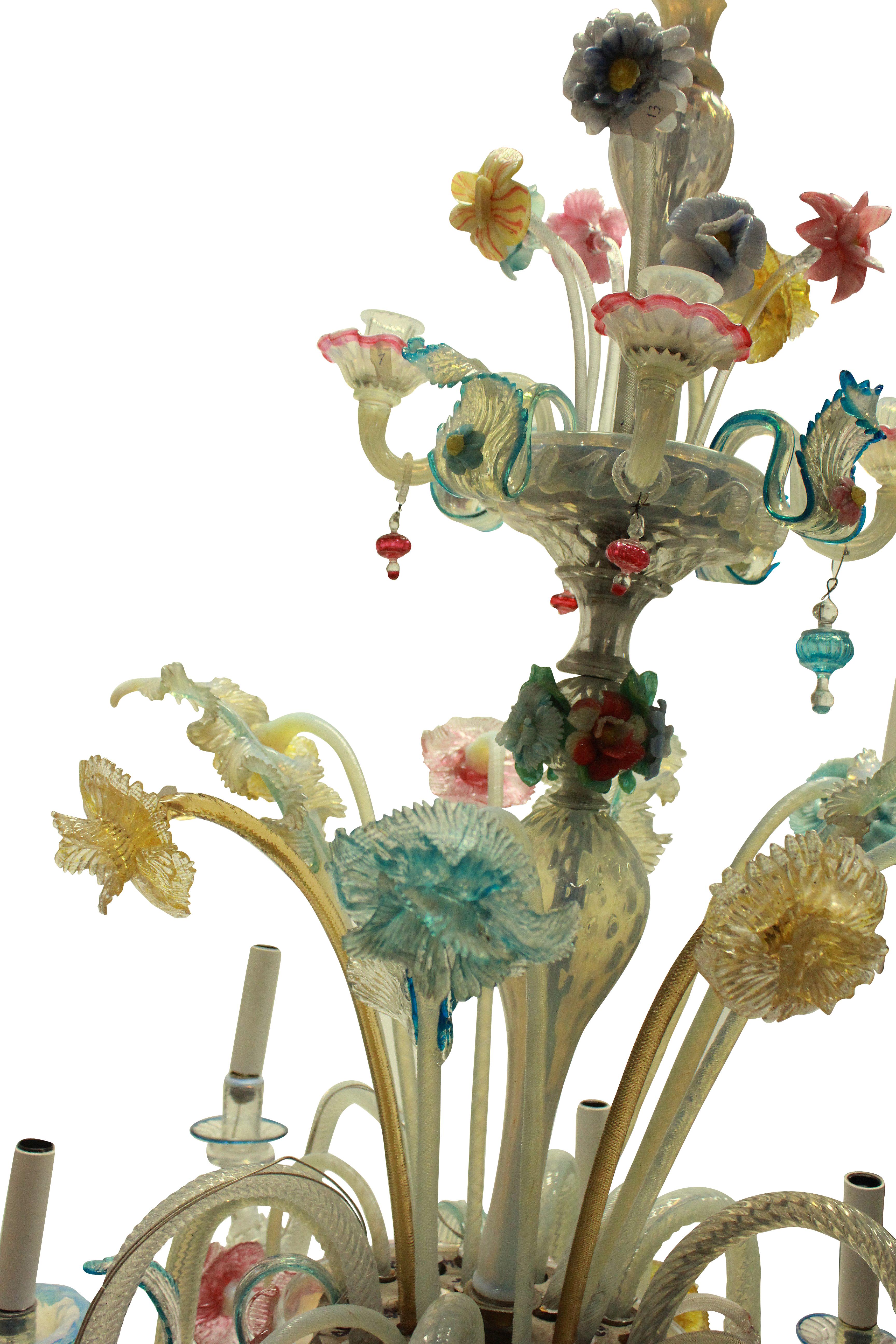 Colorful Late 19th Century Murano Chandelier 1