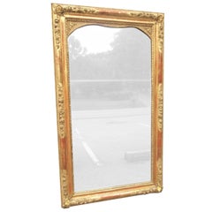 Antique Colorful Lemon Giltwood Louis XVI Style Mirror With Floral Garlands 