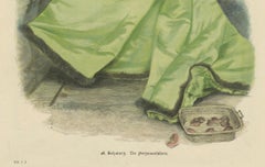 Colorful Lithograph of a Woman and Cherub – Die Herzensschalerin, c. 1895