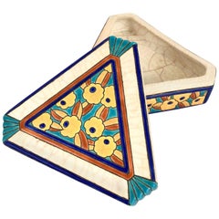 Colorful “Longwy” Urn with Craquelling Glaze, Art Deco, France, 1930s