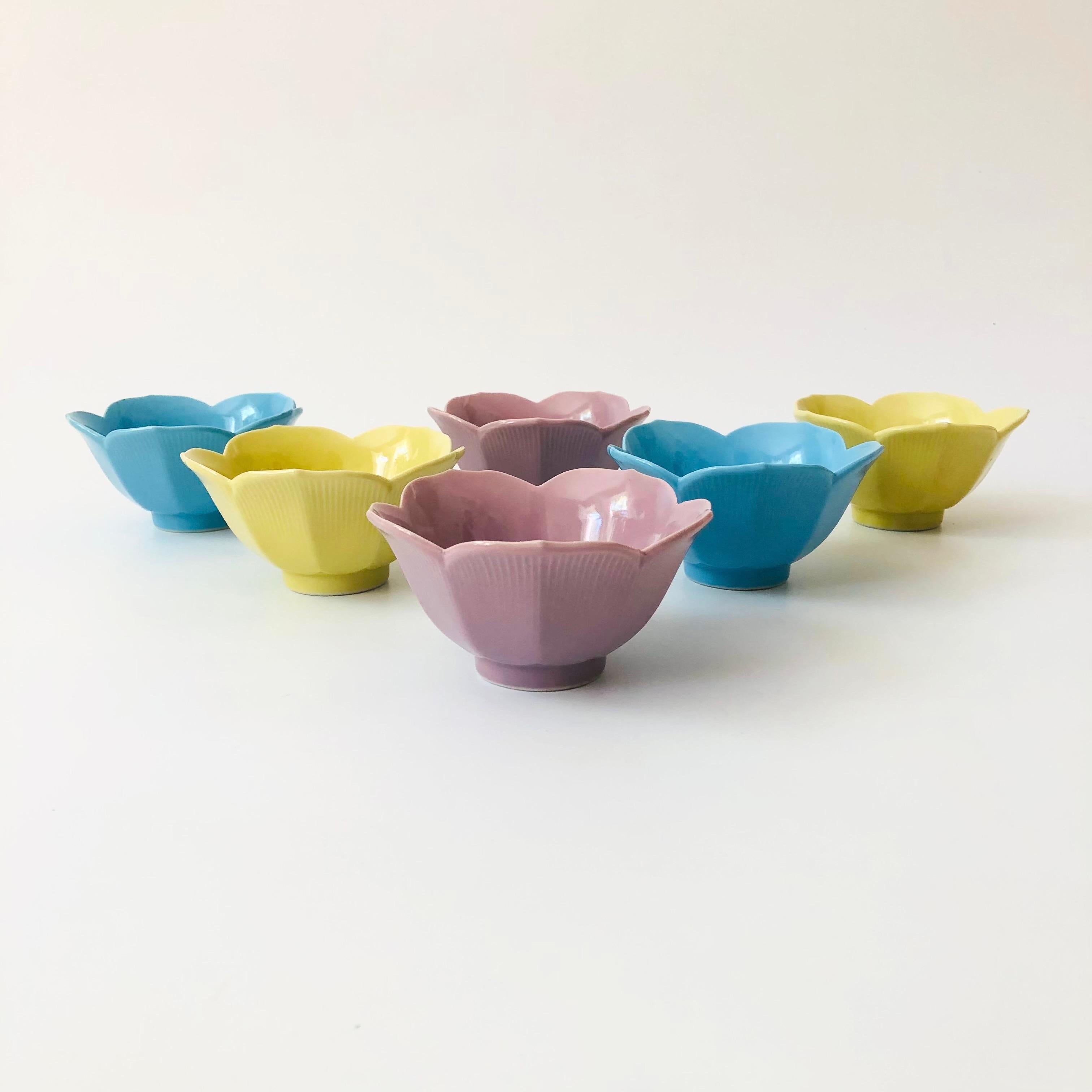 20th Century Colorful Lotus Bowls - Set of 6