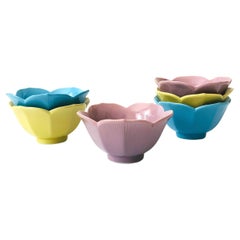 Vintage Colorful Lotus Bowls - Set of 6