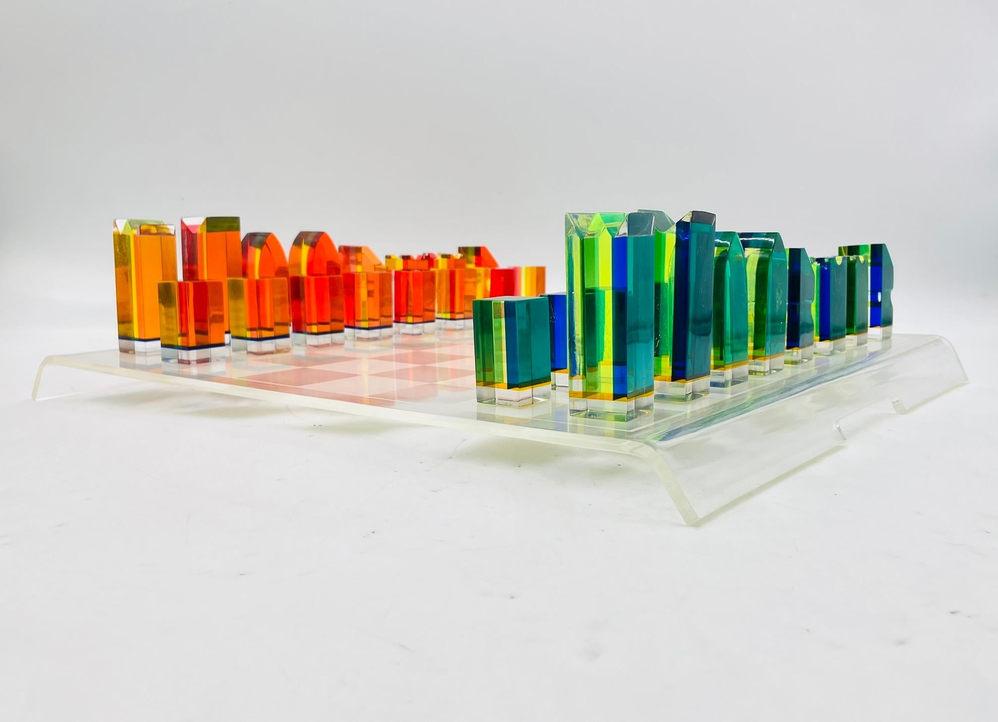 Colorful Lucite Chess Set by Charles Hollis Jones, USA circa 1960s in vendita 3