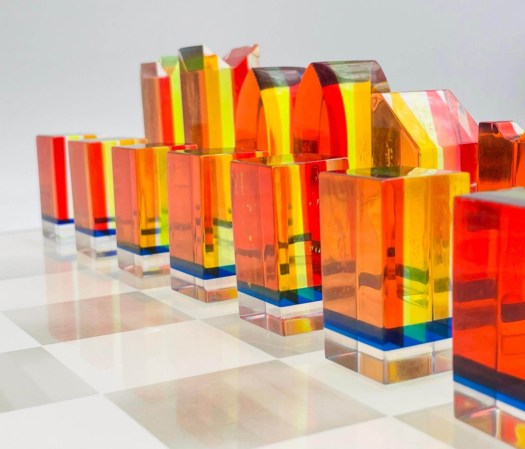 Colorful Lucite Chess Set by Charles Hollis Jones, USA circa 1960s in vendita 4