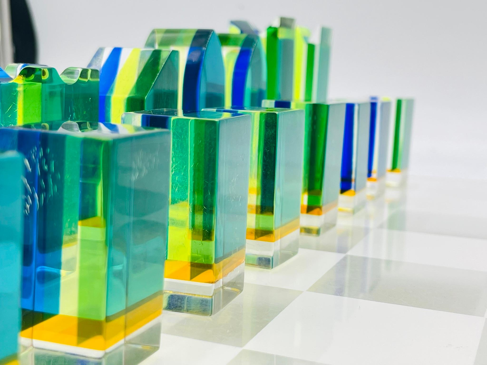 Colorful Lucite Chess Set by Charles Hollis Jones, USA circa 1960s in vendita 5