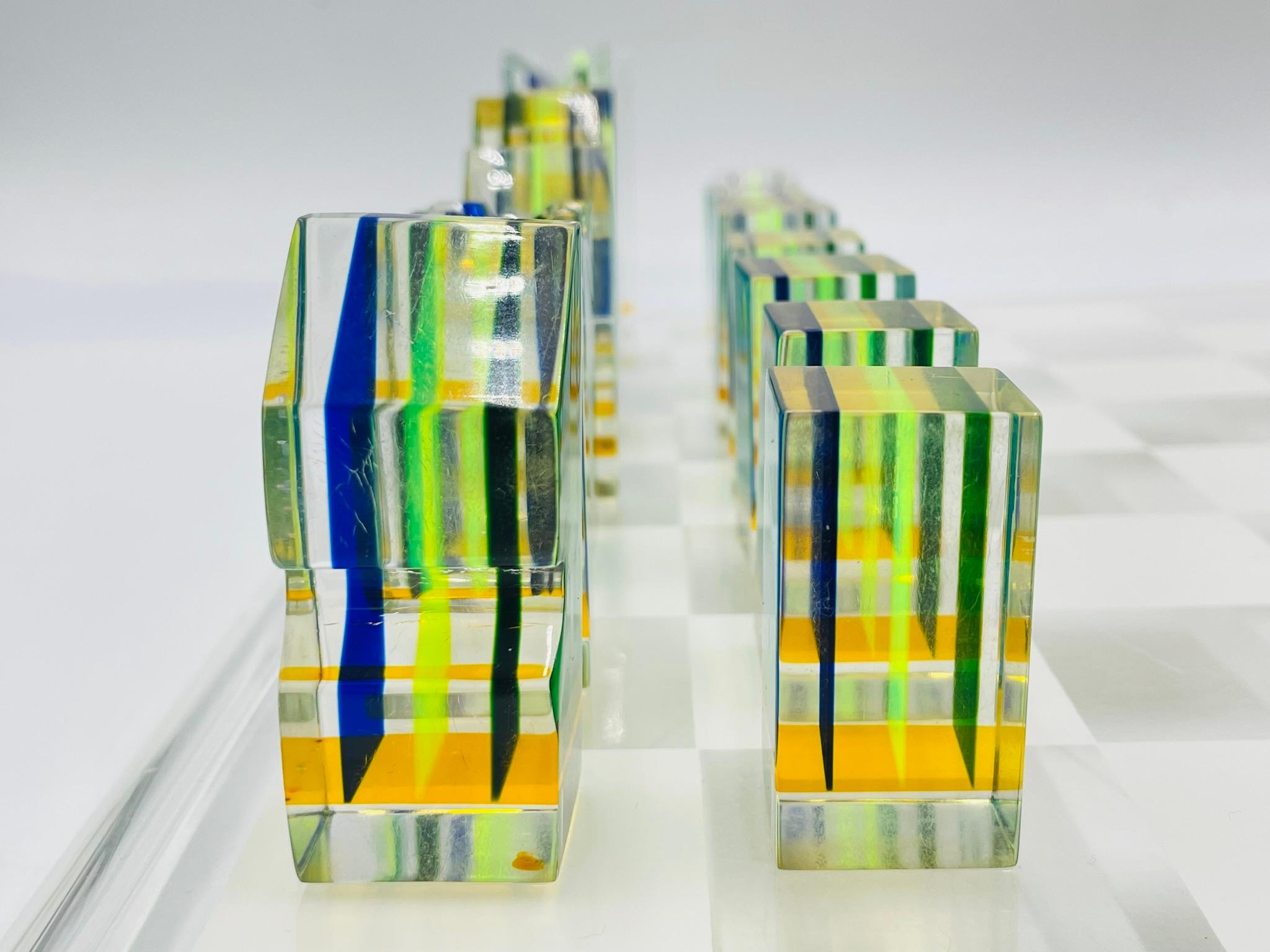 Colorful Lucite Chess Set by Charles Hollis Jones, USA circa 1960s in vendita 6