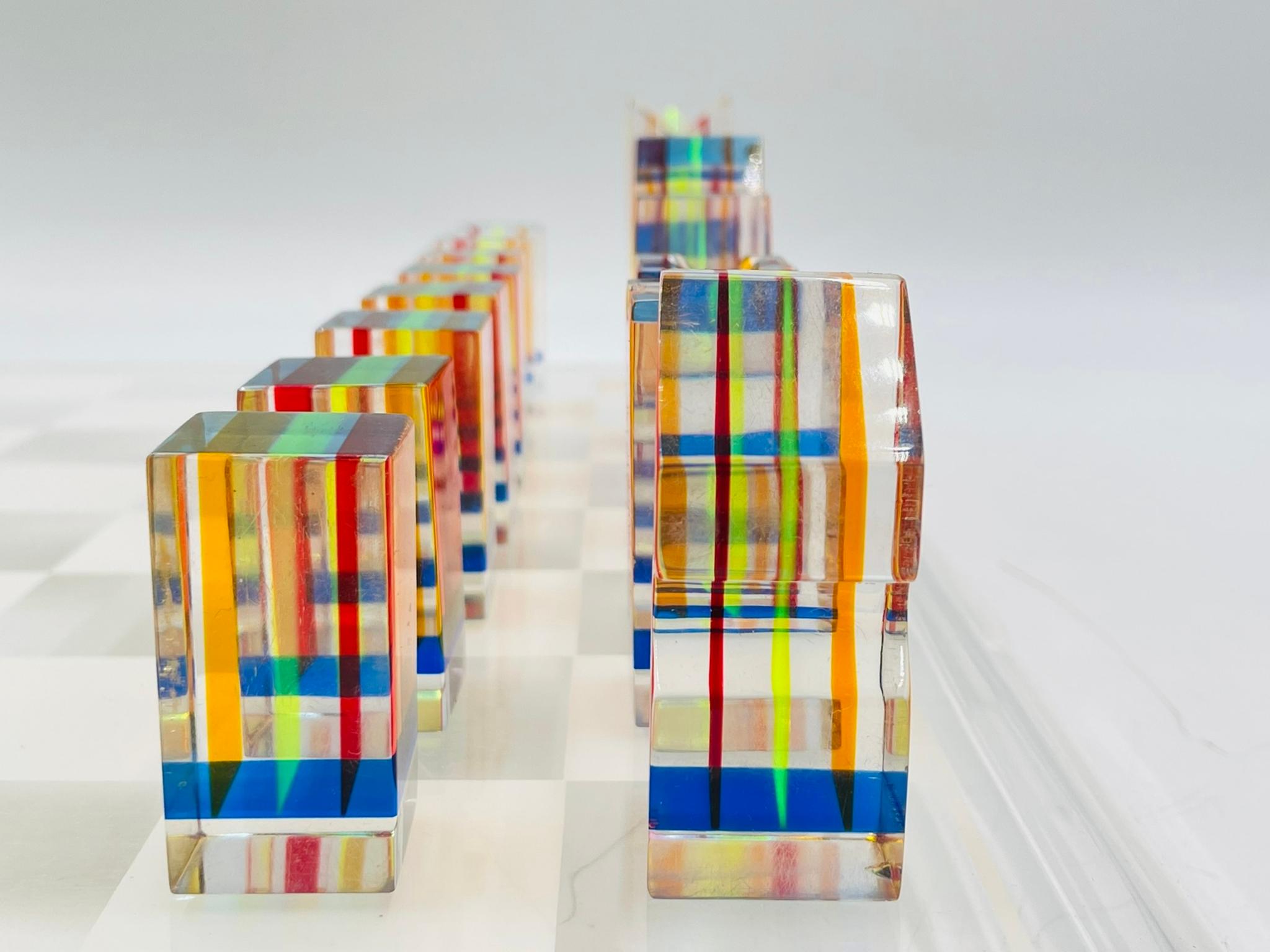 Colorful Lucite Chess Set by Charles Hollis Jones, USA circa 1960s in vendita 7