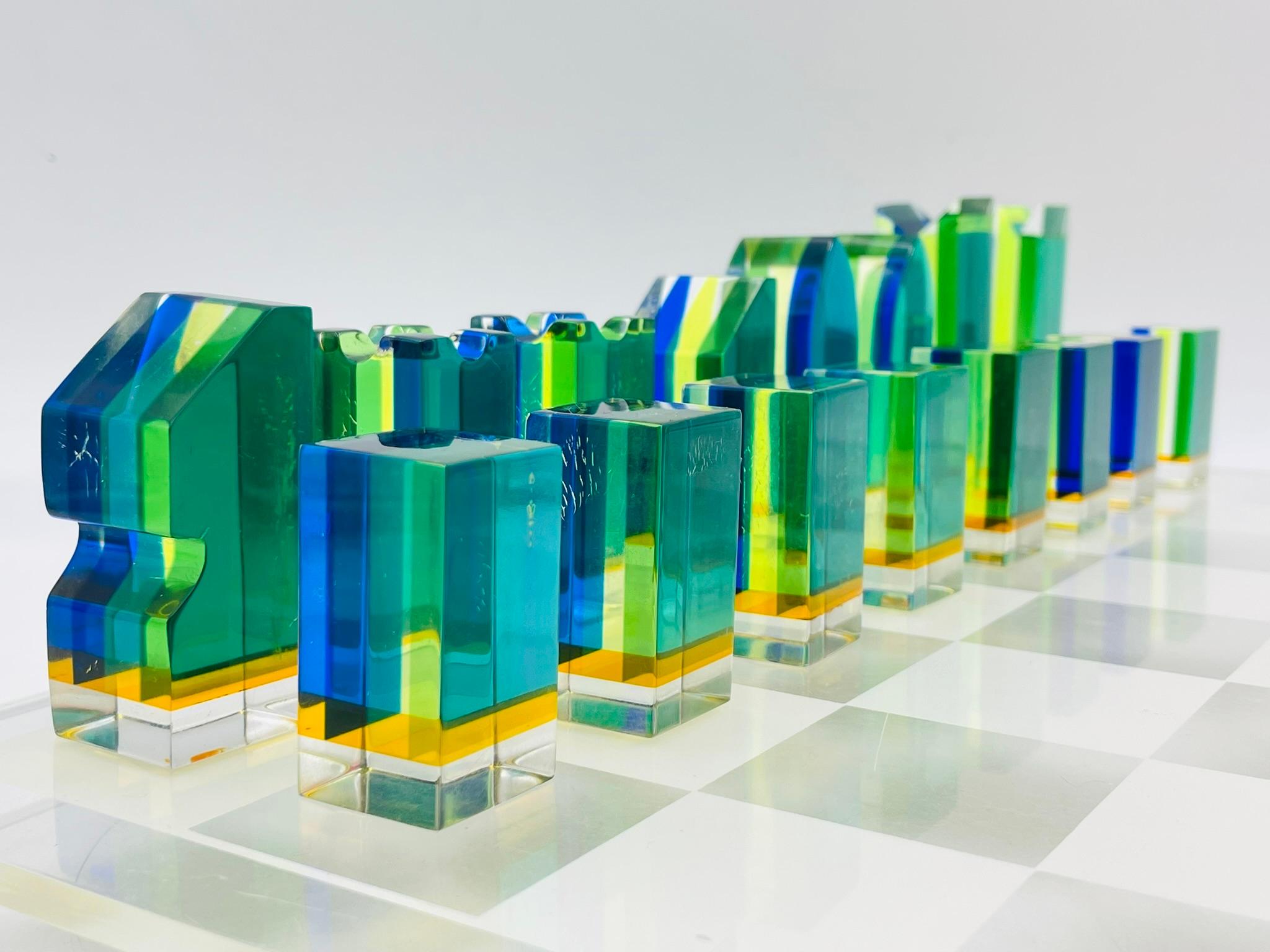 Colorful Lucite Chess Set by Charles Hollis Jones, USA circa 1960s in vendita 8