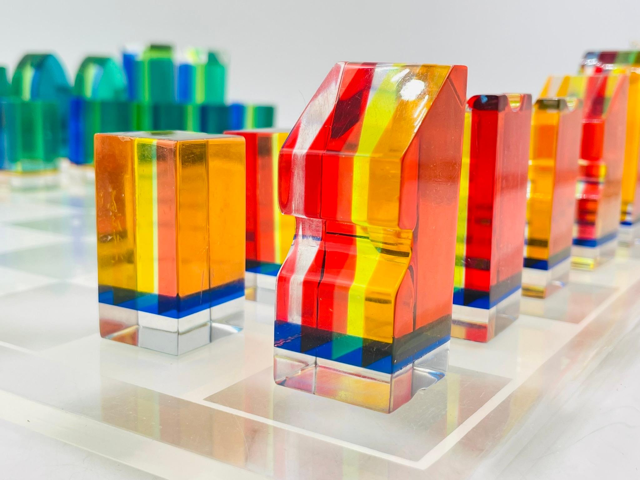Colorful Lucite Chess Set by Charles Hollis Jones, USA circa 1960s in vendita 10