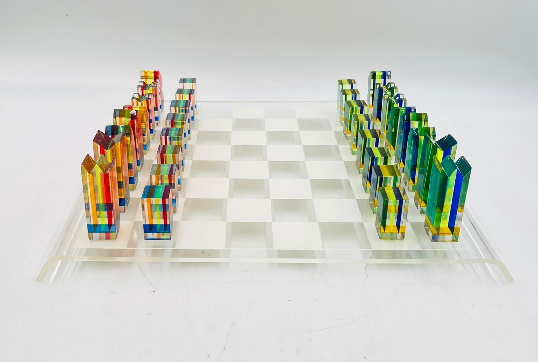 Colorful Lucite Chess Set by Charles Hollis Jones, USA circa 1960s in vendita 1