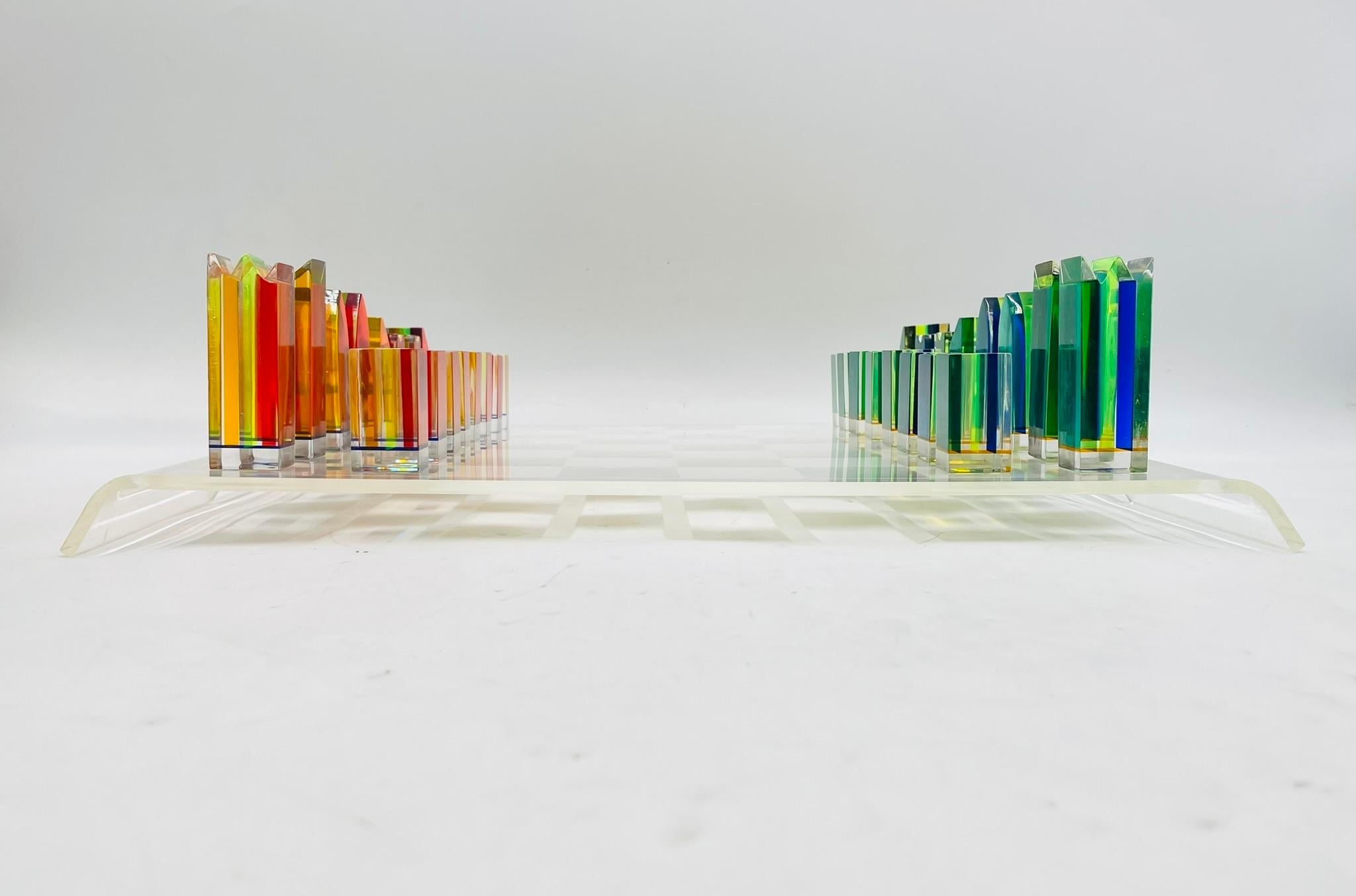 Colorful Lucite Chess Set by Charles Hollis Jones, USA circa 1960s in vendita 2