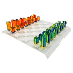 Colorful Lucite Chess Set by Charles Hollis Jones, USA circa 1960s