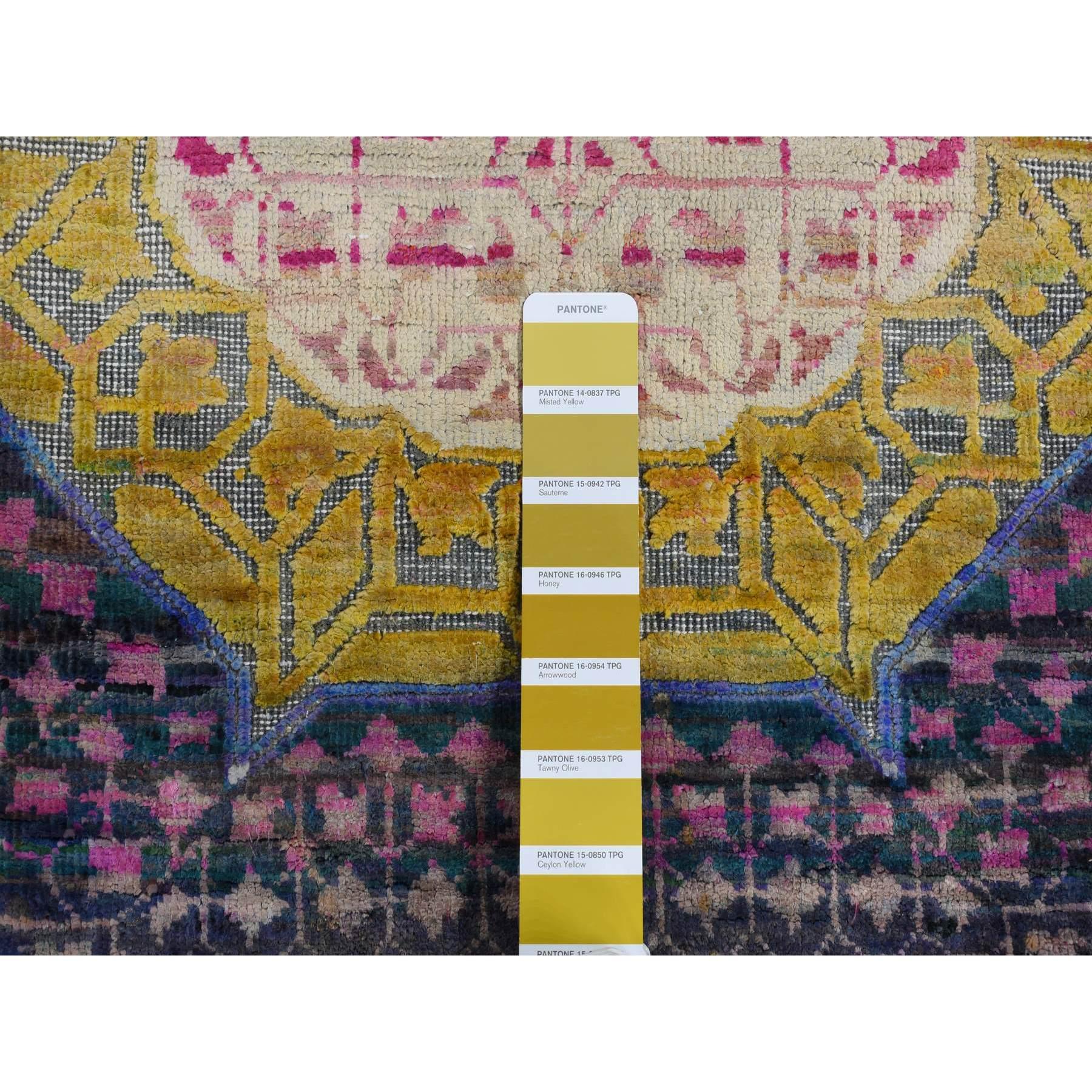 Tapis coloré Sari en soie et laine noué à la main 3'1