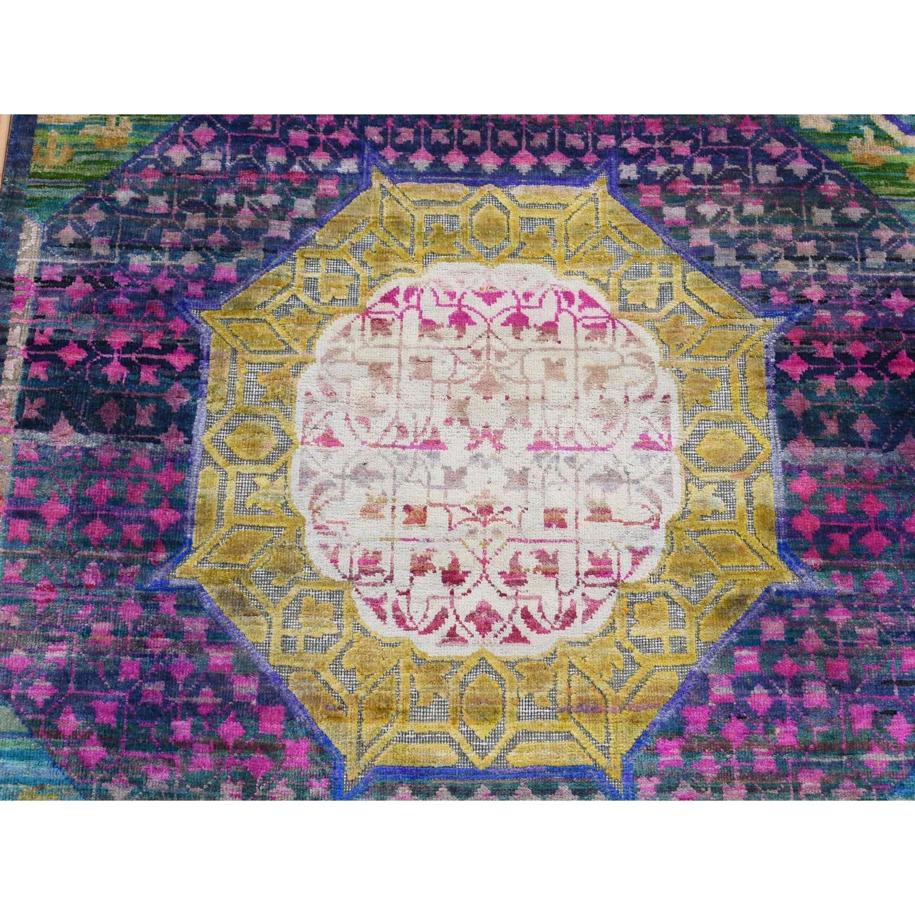 XXIe siècle et contemporain Tapis coloré Sari en soie et laine noué à la main 3'1