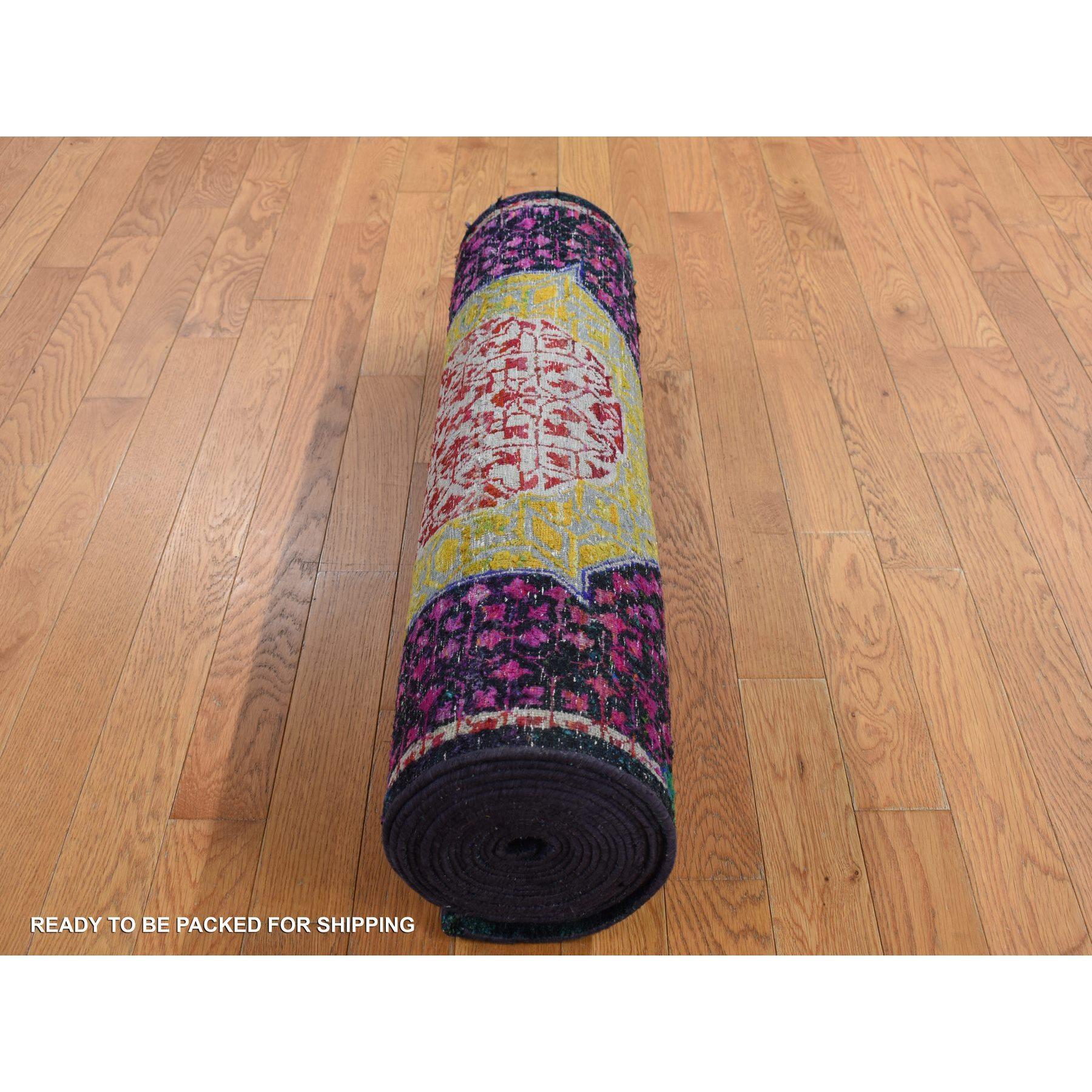 Soie Tapis coloré Sari en soie et laine noué à la main 3'1