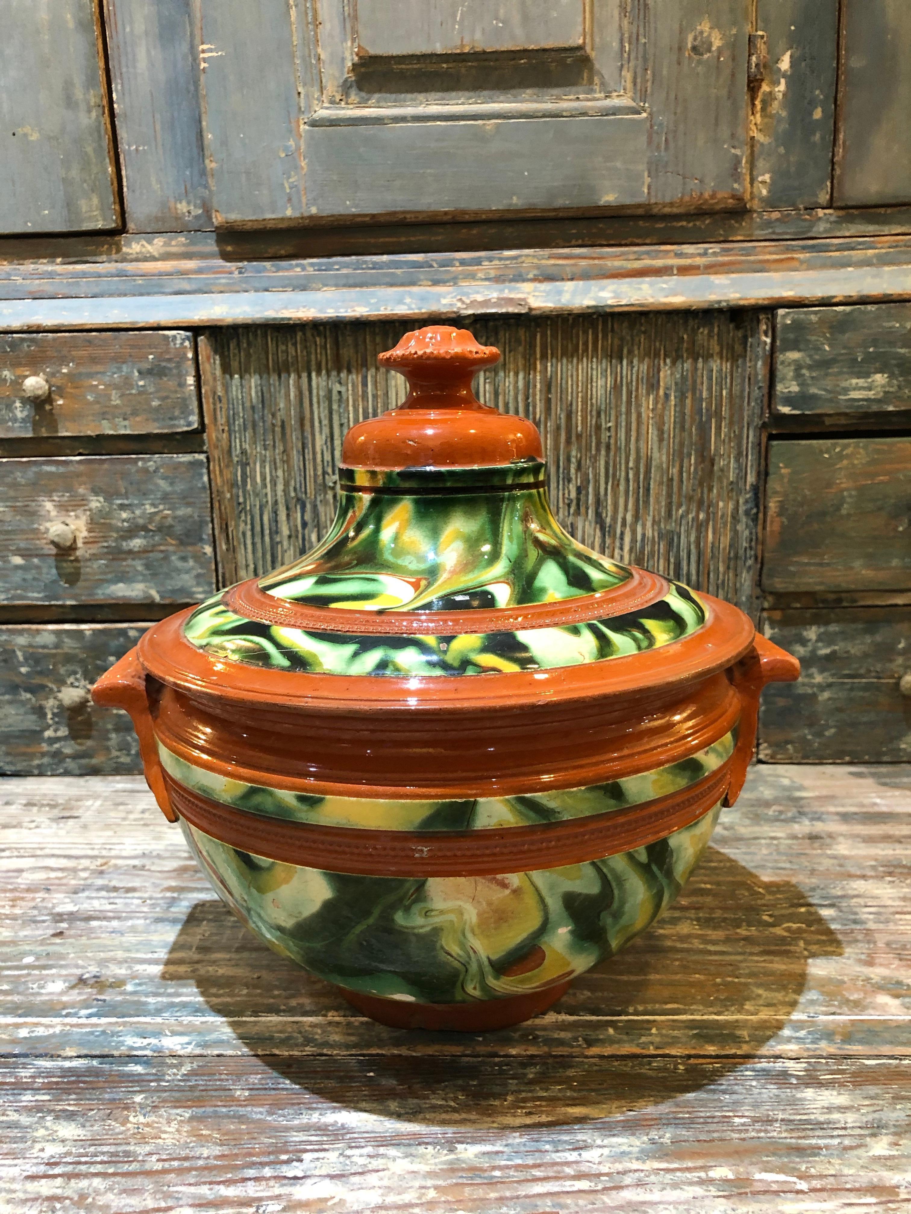 Colorful Marbled French Crockery Tureen 1