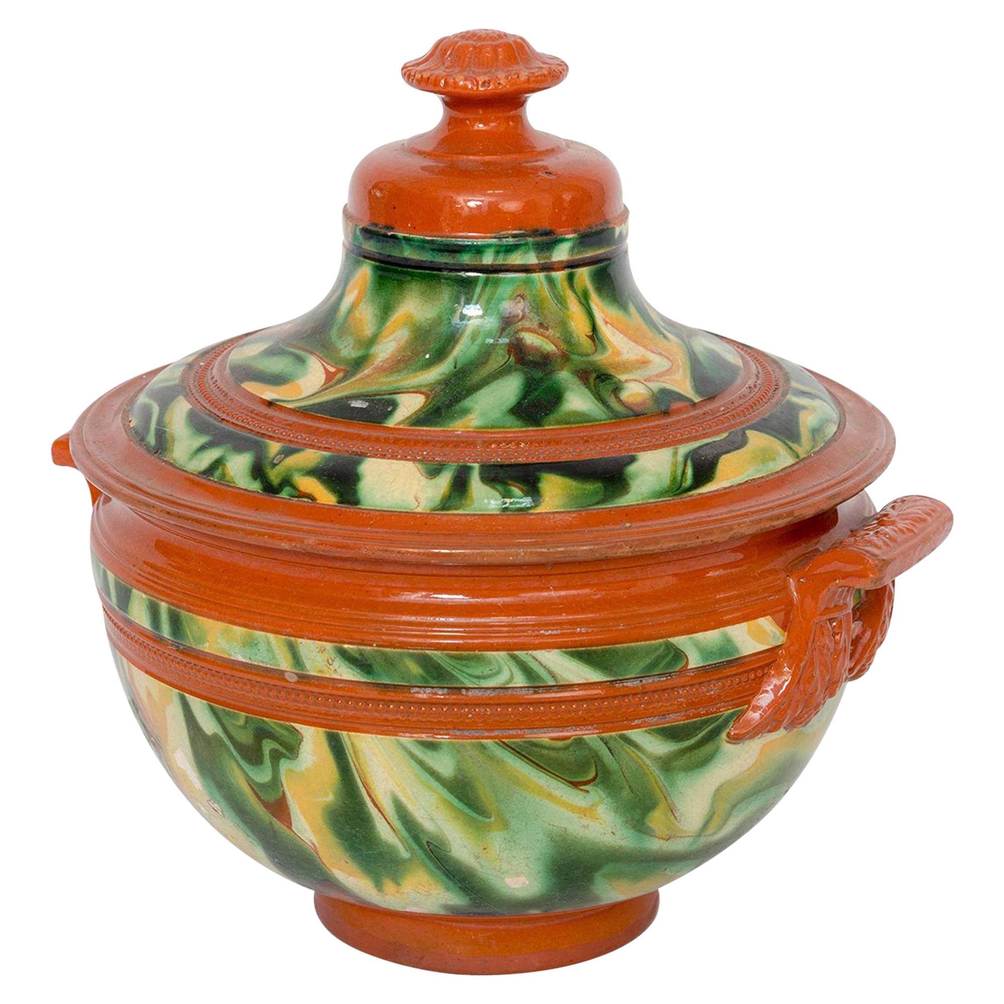 Colorful Marbled French Crockery Tureen
