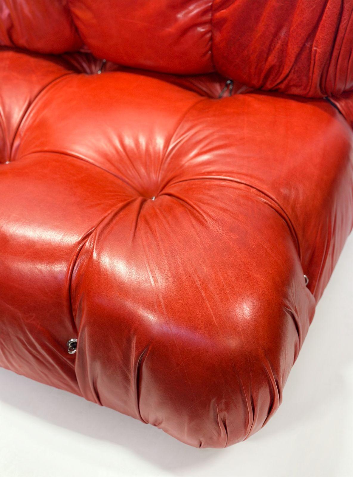 Canapé sectionnel coloré Mario Bellini à quatre places en cuir, années 1970 en vente 4
