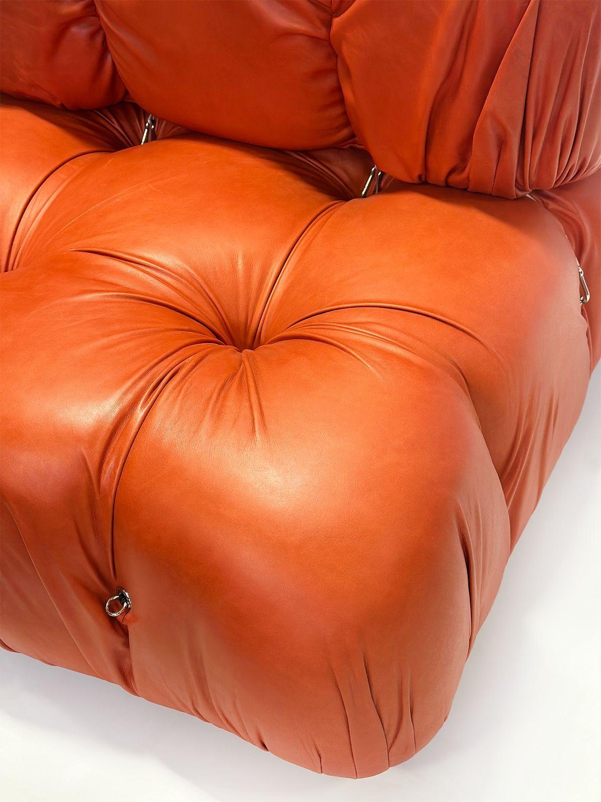 Colorful Mario Bellini Four -Seat Leather Sectional Sofa, 1970's In Good Condition For Sale In Los Angeles, CA
