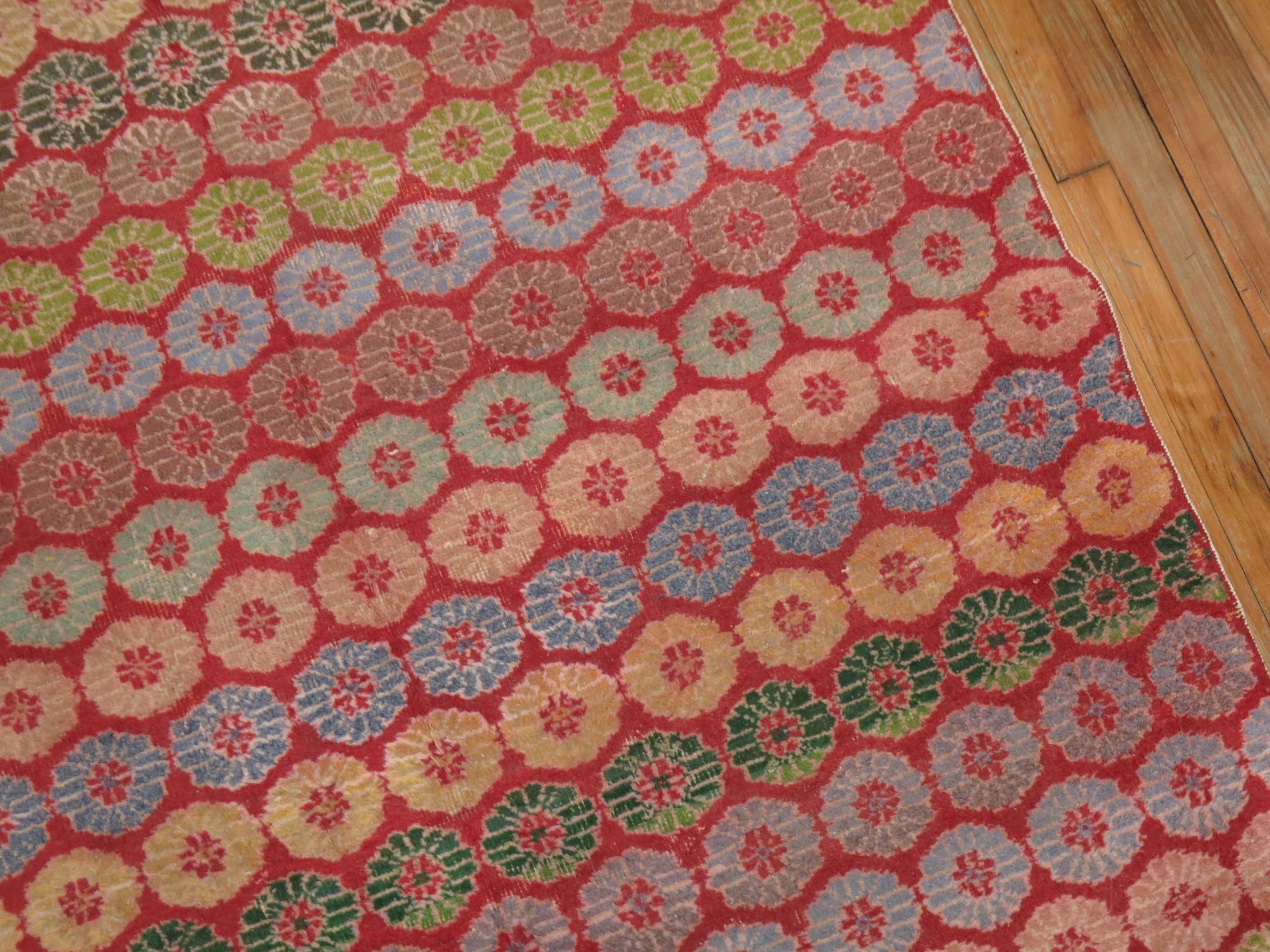Bunter türkischer Deko-Teppich aus der Mitte des 20. Jahrhunderts mit Cintomani-Design (Handgewebt) im Angebot