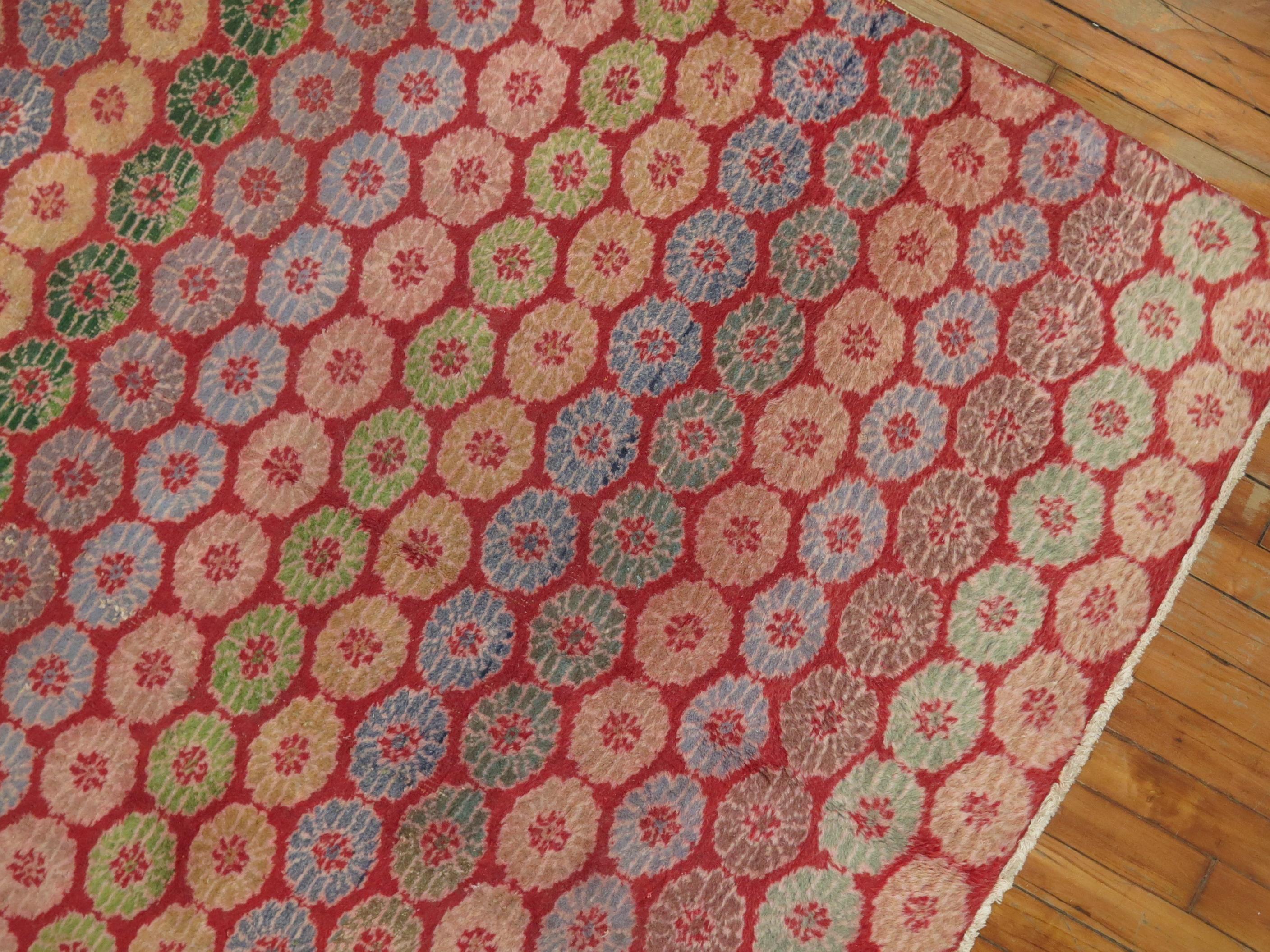 Bunter türkischer Deko-Teppich aus der Mitte des 20. Jahrhunderts mit Cintomani-Design im Angebot 1