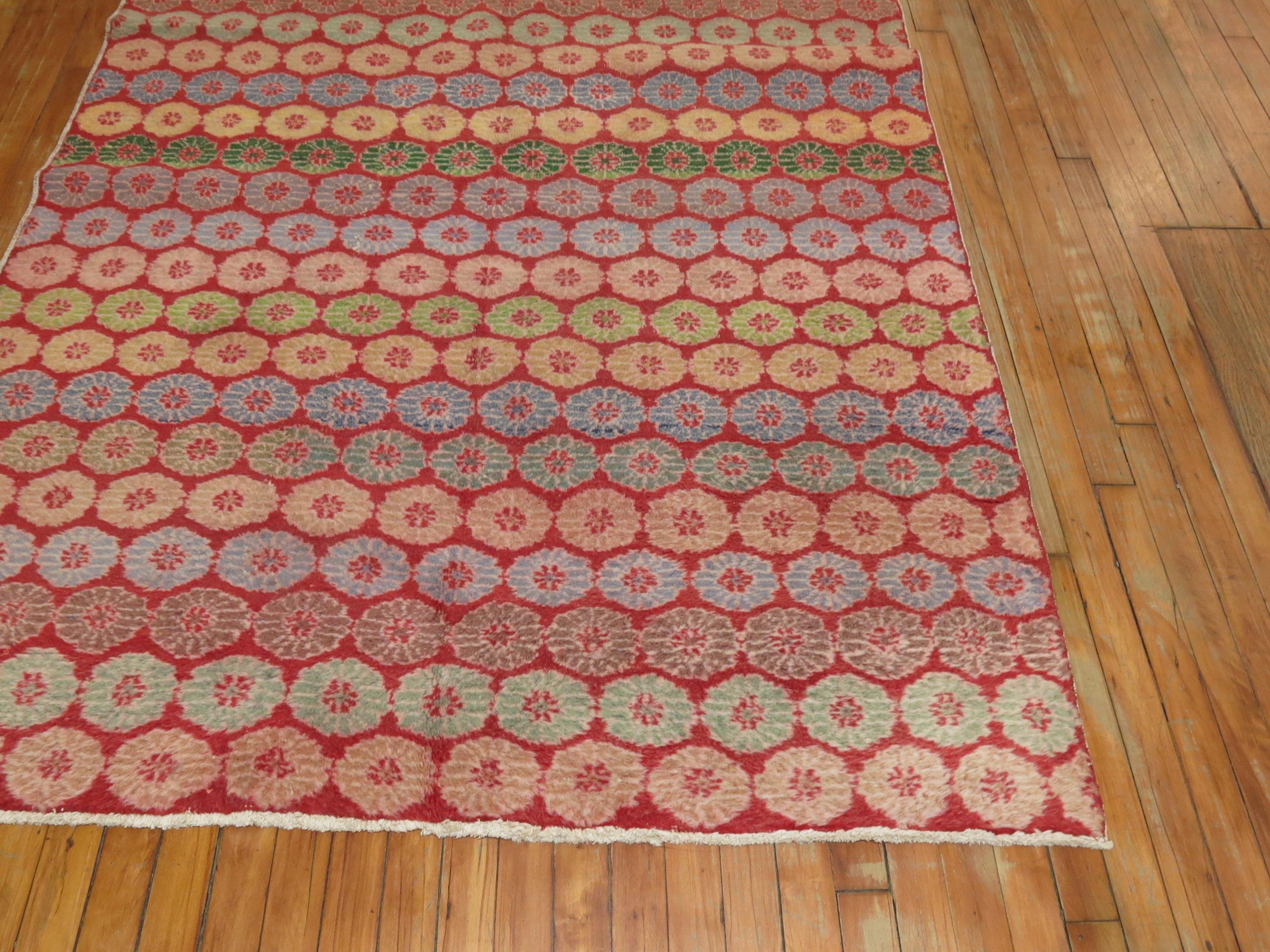 Colorful Mid-20th Century Turkish Deco Rug with Cintomani Design For Sale 3