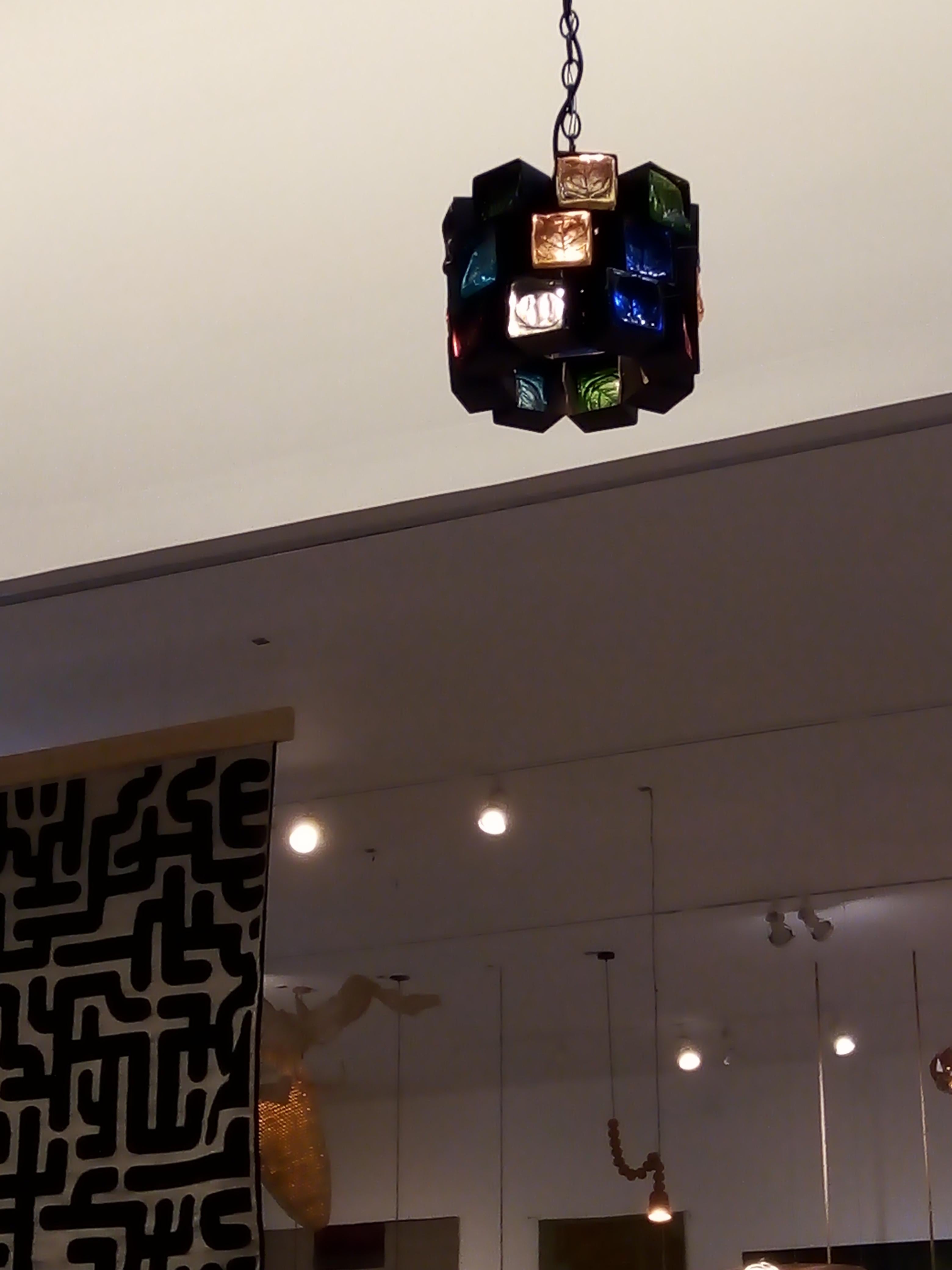 Colorful Mid Century Mexican Pendant Chandelier by Felipe Delfinger 