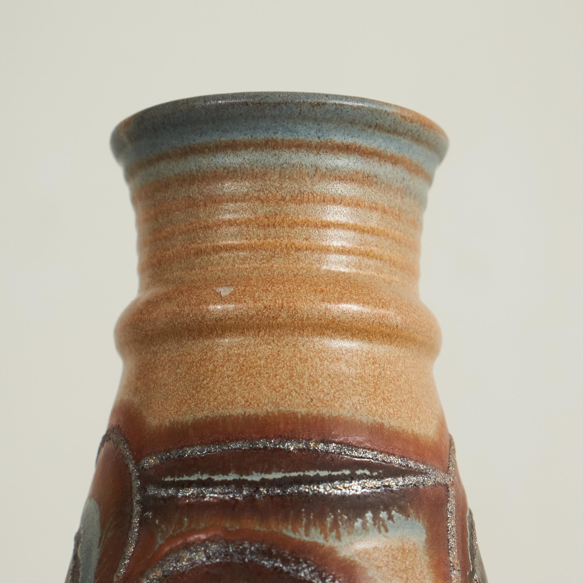 Colorful Mid Century Studio Pottery Vase Germany 1960s In Good Condition For Sale In Tilburg, NL