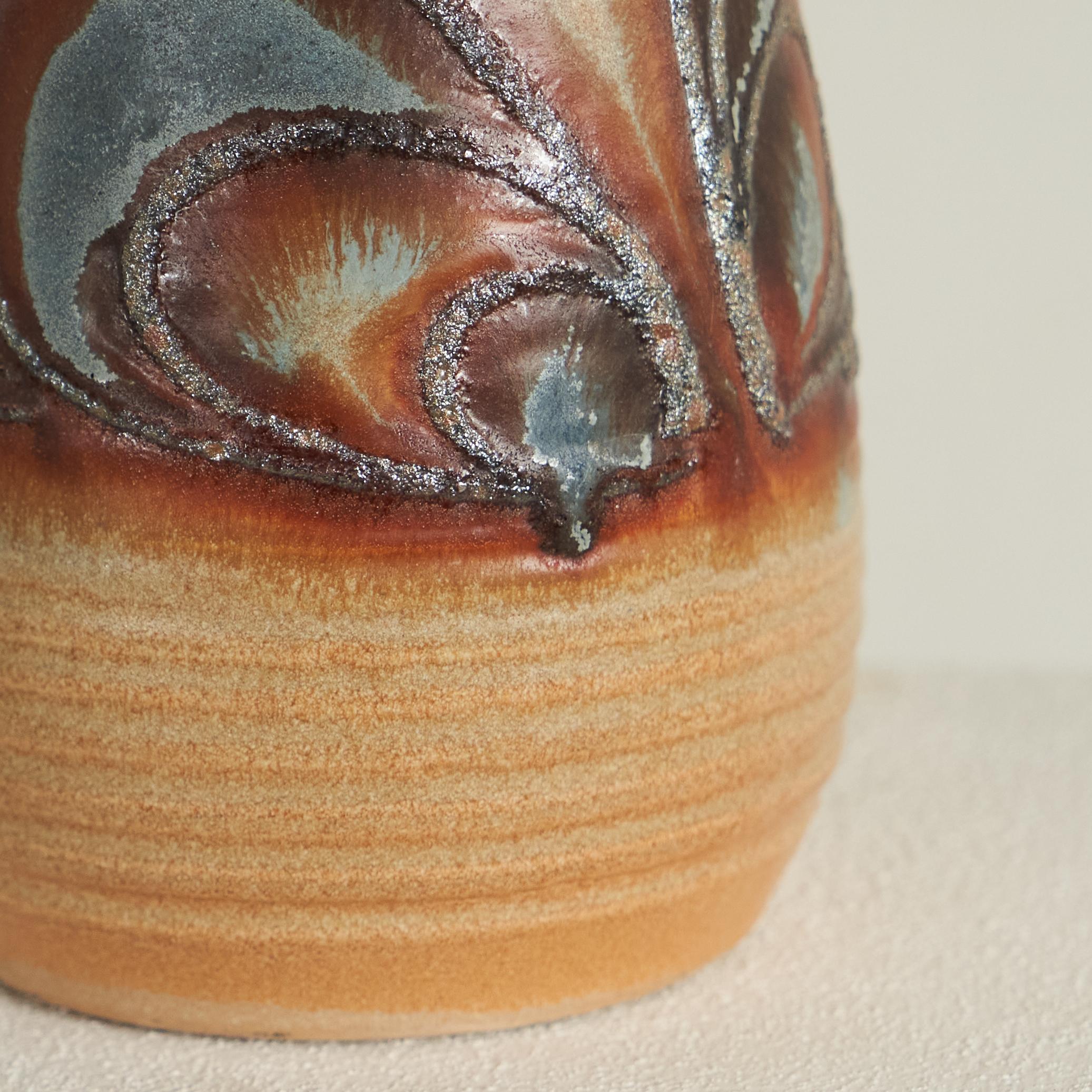 Colorful Mid Century Studio Pottery Vase Germany 1960s For Sale 1