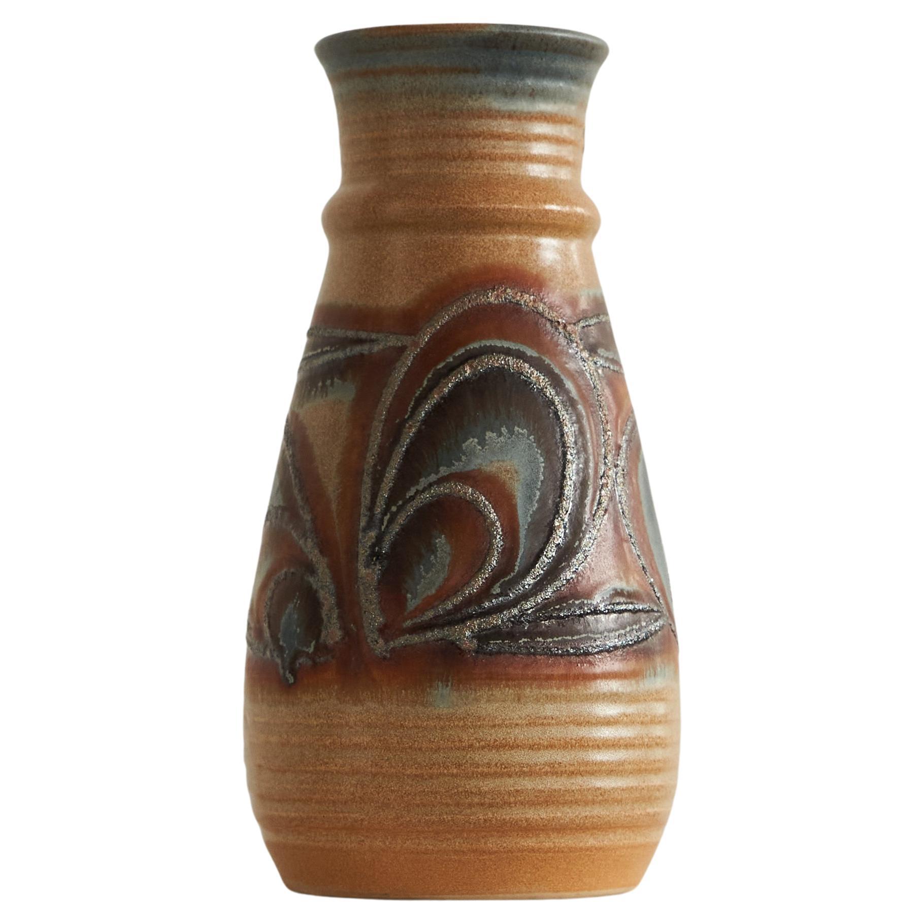 Colorful Mid Century Studio Pottery Vase Germany 1960s For Sale