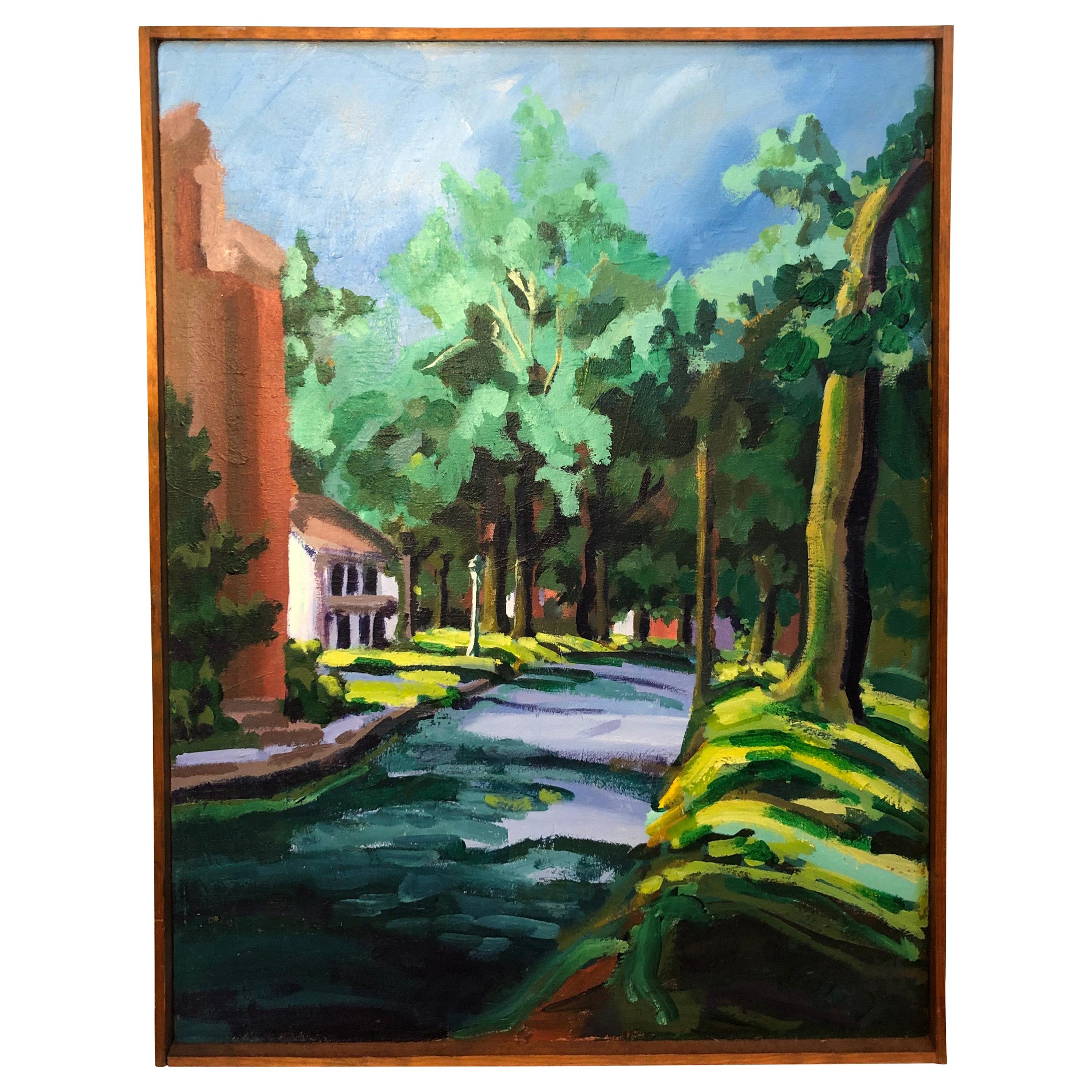 Colorful Mid Century Street Scene For Sale