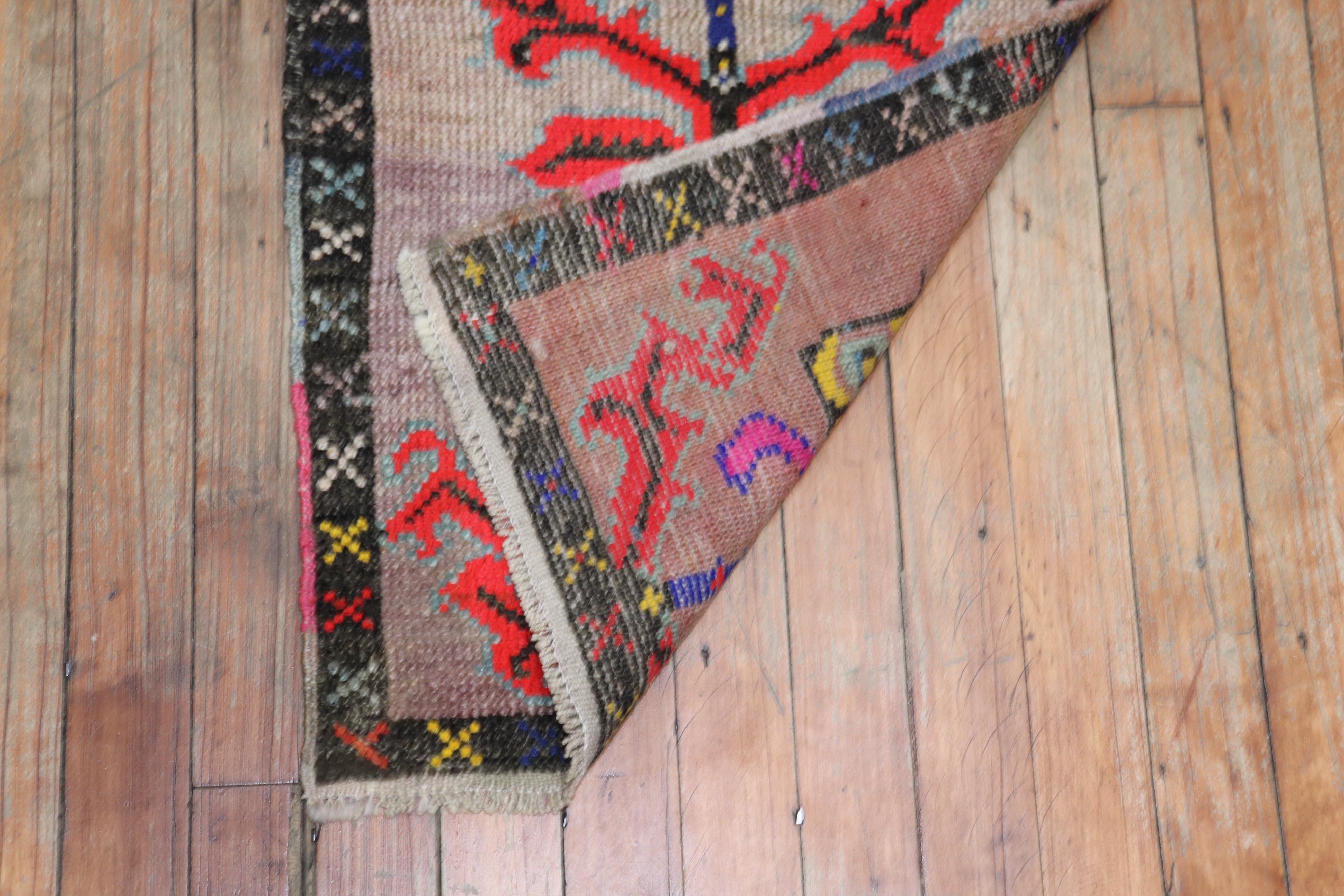 Colorful Mini Turkish Mat Rug In Good Condition In New York, NY