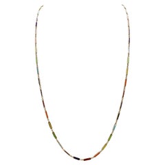 Colorful Mixed Gem Yellow Gold Link Chain Necklace