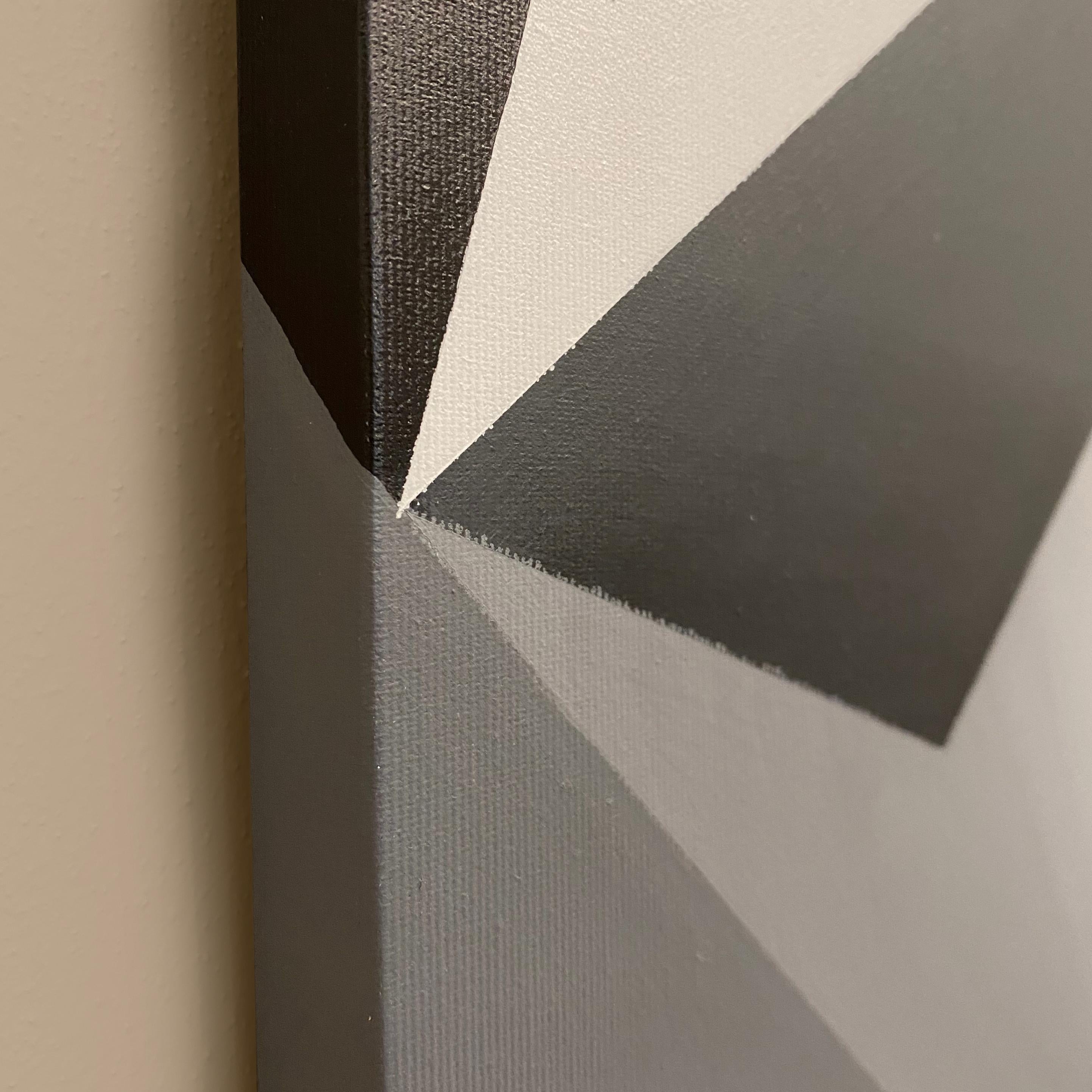 Buntes modernes abstraktes Originalgemälde Meta-Futurismus. Schwarz/Weiß Graustufen (Italian) im Angebot