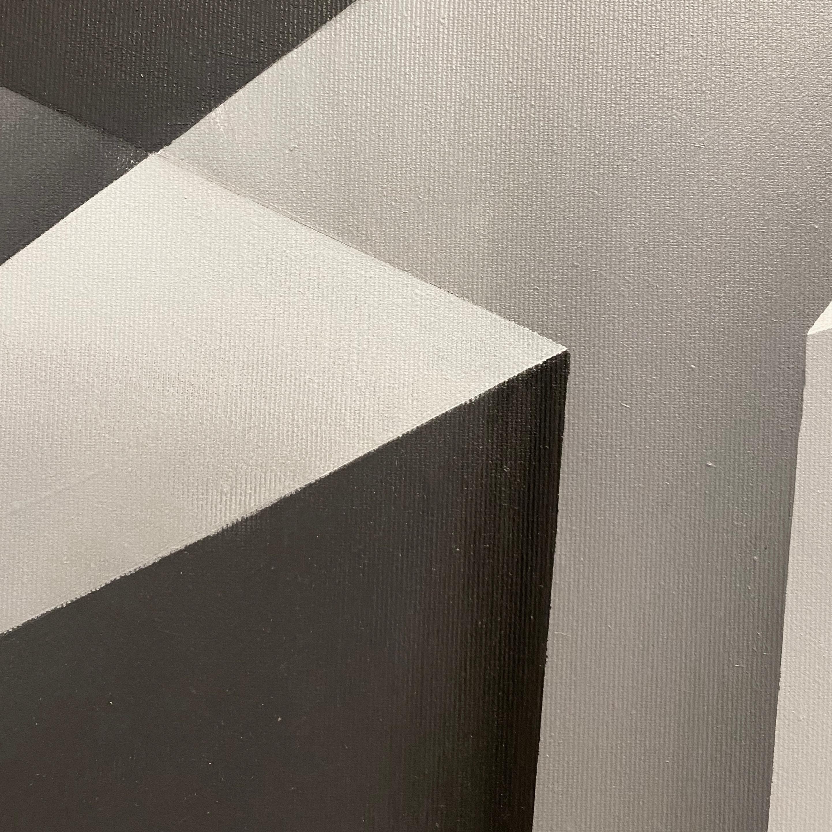 Buntes modernes abstraktes Originalgemälde Meta-Futurismus. Schwarz/Weiß Graustufen im Zustand „Neu“ im Angebot in Torino, IT