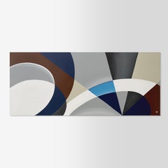 Colorful Modern Abstract Original Painting Meta-Futurism. Brown, cream, blue