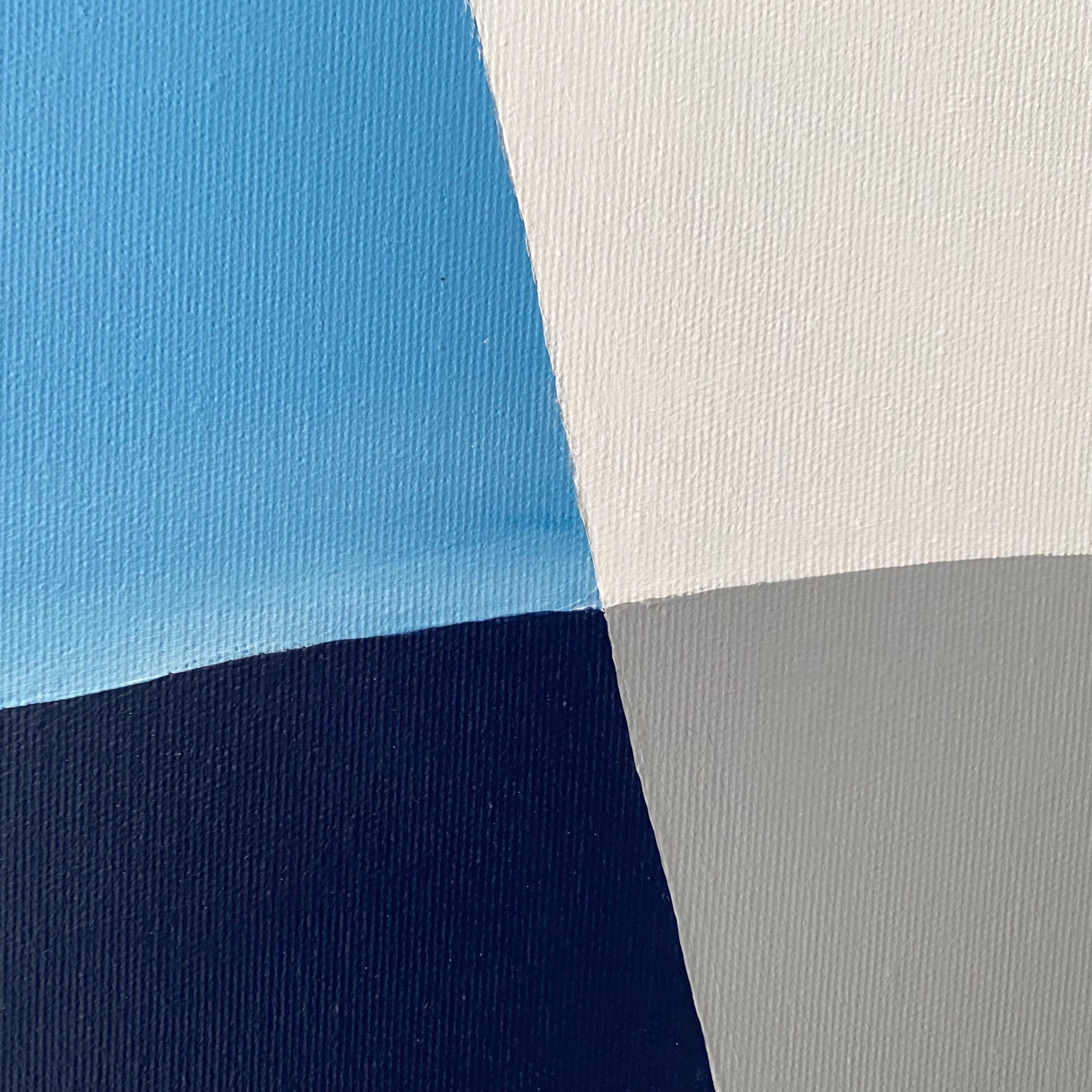 Buntes modernes abstraktes Originalgemälde Meta-Futurismus. Braun, Creme, Blau (Kaltmalerei) im Angebot